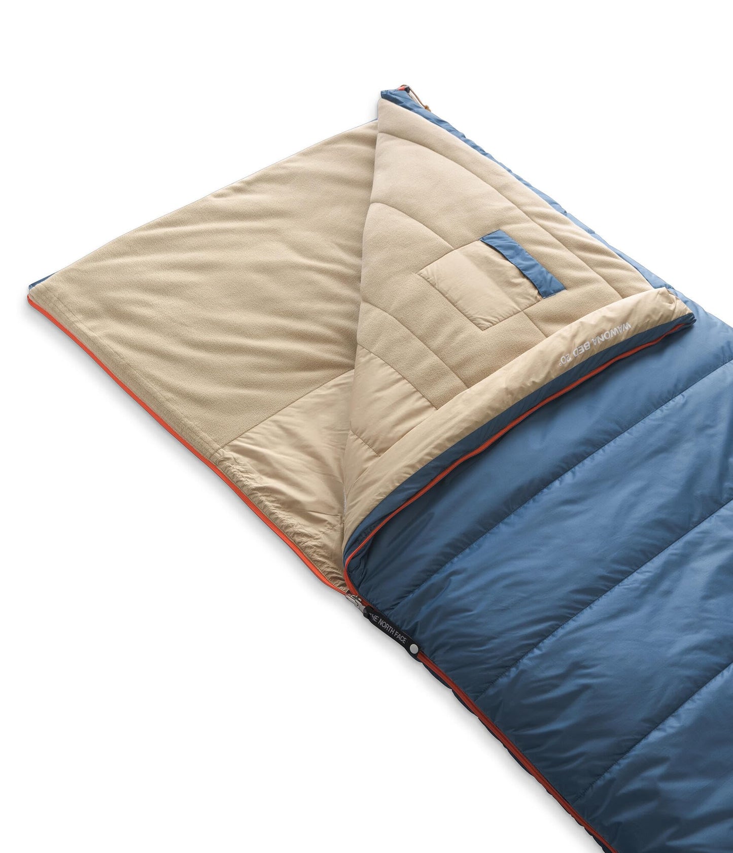 THE NORTH FACE Wawona Bed 20 Sleeping Bag - One Person 20F / -7C Insulated Camping Bag, Water Repellent, Shady Blue-NPF, Long