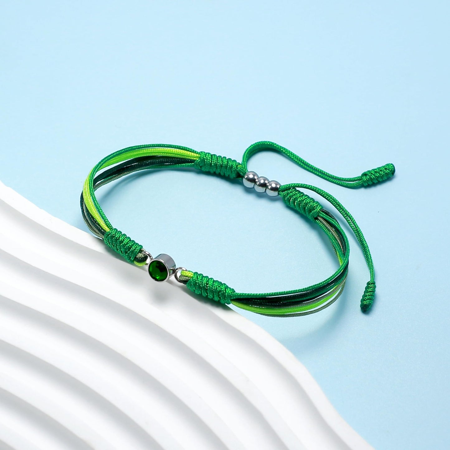 Crgwxzl May Birthstone Bracelets for Women Men,Healing Crystal Protection Stone Green Jade Beads Bracelet,String Wrap Zodiac Month Bracelets Birthday Jewelry Gifts