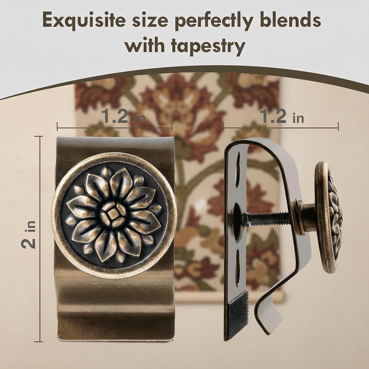 Quilt Hanger for Wall for Display,4 Pack Stainless Steel,Tapestry Hangers,Tapestry Hangers for Walls,(Bronze)