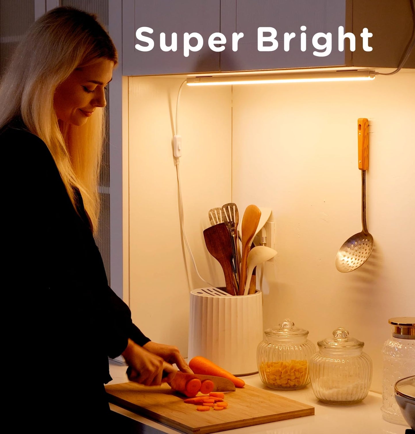 Under Cabinet Lighting Plug in 12in 1Pack AC120V 3CCT 3000/4000/5000K, Super Bright,Linkable Under Counter Lights for Kitchen, Ultra Slim LED Cabinet Light,ETL White