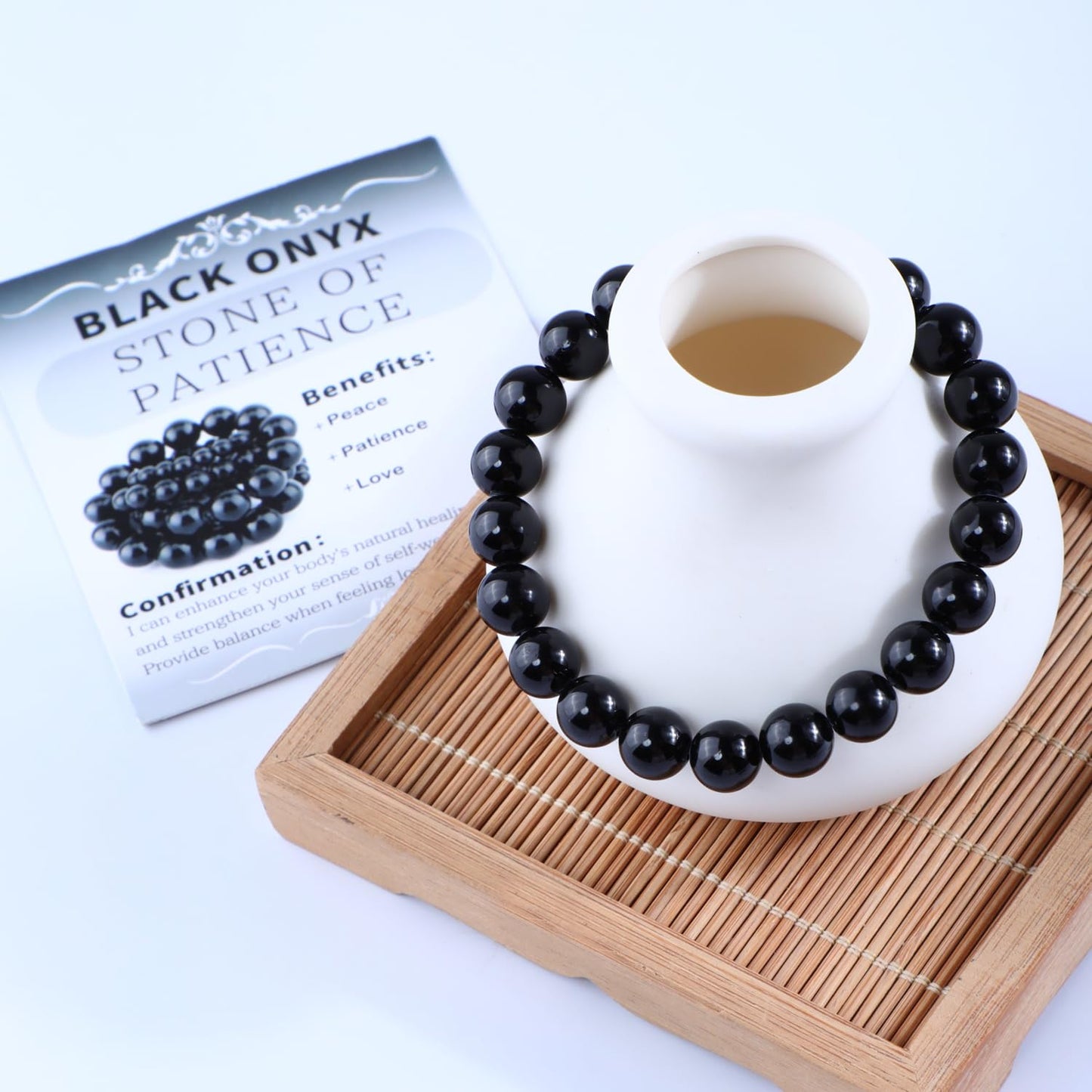 Bymitel 8mm Black Onyx - Handmade Reiki Gemstone Stretch Bracelet, Natural Beauty & Spiritual Essence, Crystal Healing for Unisex Adults