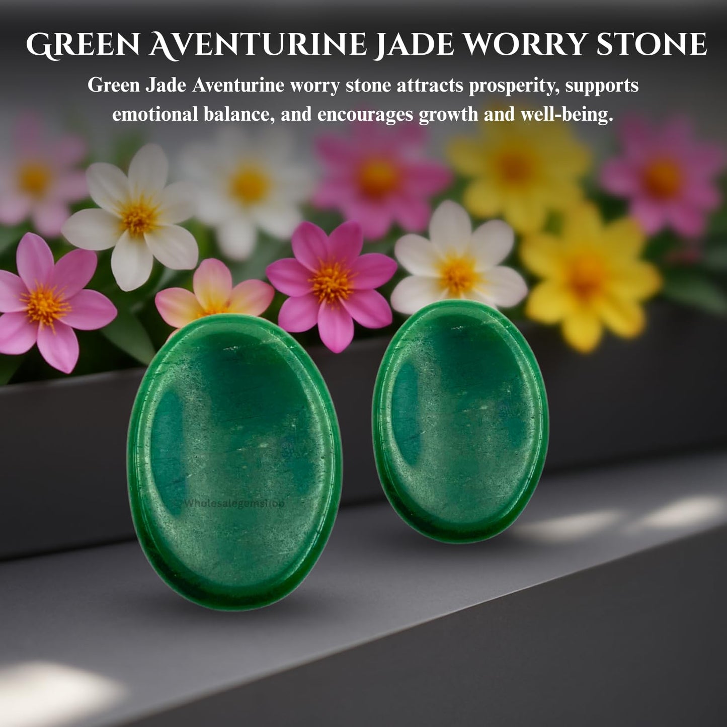 GEMSCITE Mica Green Zade Thumb Worry Stones Metaphysical Gemstone Crystal Healing Reiki Men Women Gift FENG Shui Positive Energy Love Wellness Palm Stones Wicca Powerful