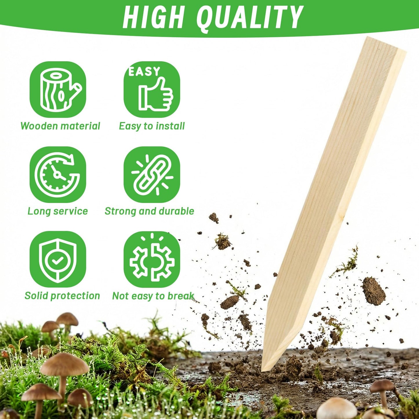 Warmfarm 20 Pack Wooden Garden Stakes, Wood Survey Grading Stakes 12in, Wood Garden Stake for Vegetables and Vines, Pointed Wooden Stake for Fencing, Landscaping, Survey Use