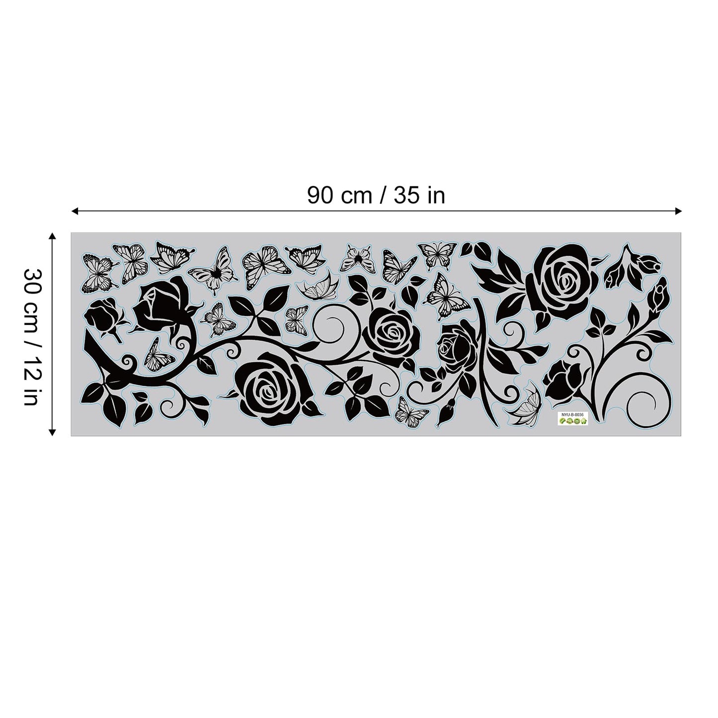 FUFUQUARE Flower Vine Decals Flying Butterfly Black Floral Wall Stickers Removable Wall Art Decor for Living Room Bedroom