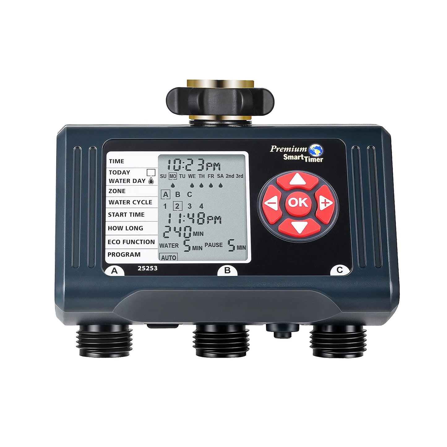 DEWENWILS Sprinkler Timer 3 Zone, Water Hose Garden Irrigation Timer with 4 Programmable Procedure and Low Battery Warning, Repeat Watering over Period, Faucet Controller with Rain Delay Mode for Lawn