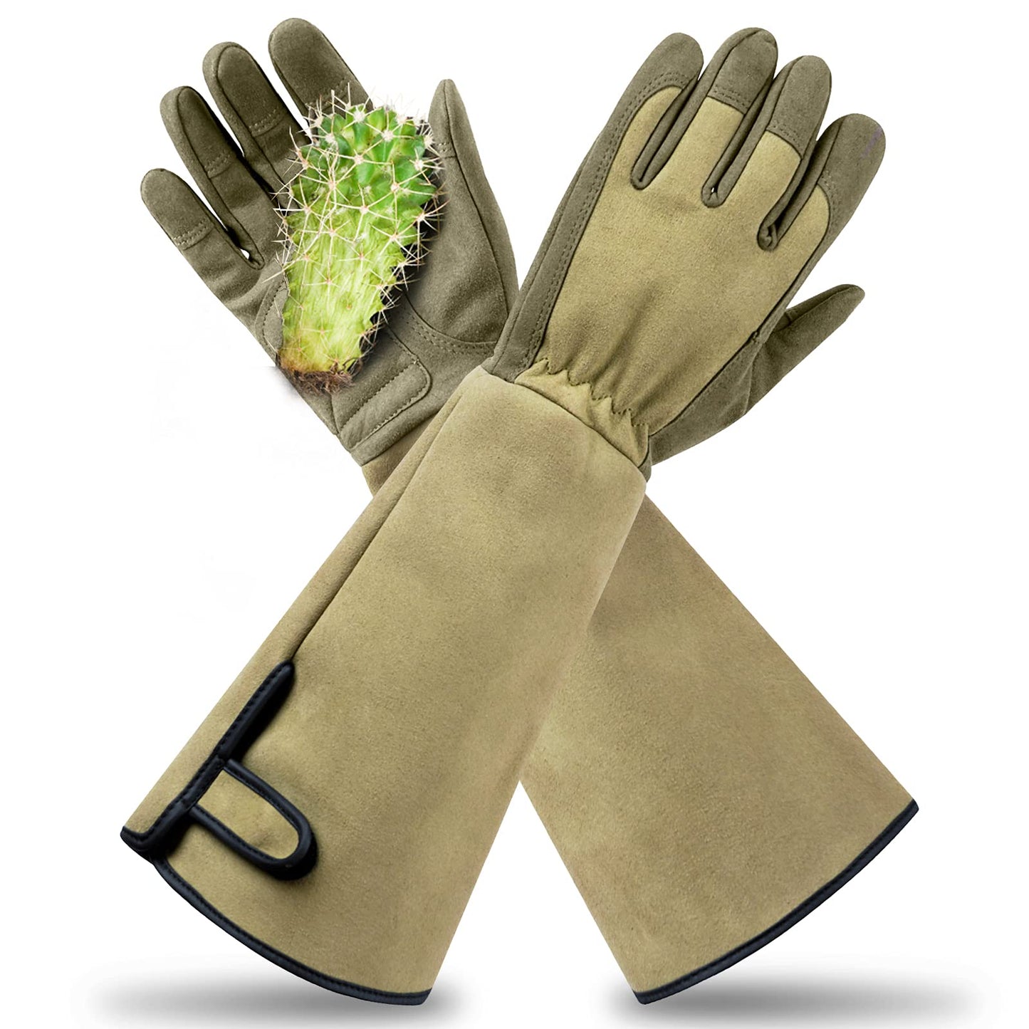 Yionaiyi Professional Rose Pruning Thorn Proof Gardening Gloves with Long Forearm Protection for Men and Women (1 Pair) (green, Large