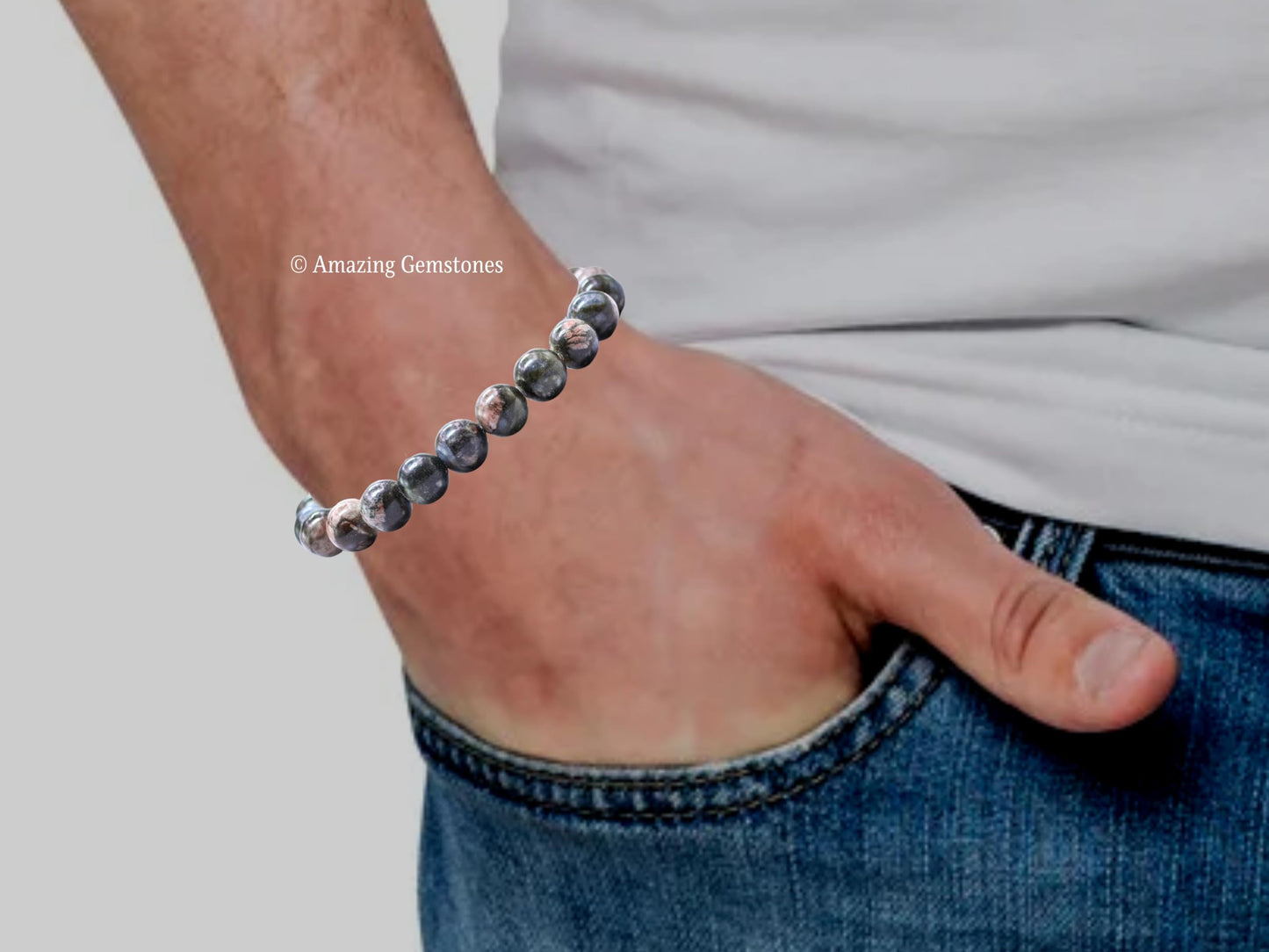 Amazing Gemstone Crystal Bracelet for Women Men's Gifts - Protection Healing Crystal Bracelet - 8mm Gemstone Beaded Stretchable Bracelet Pulseras Para Hombres Mujer Stocking Stuffers Mothers Day Gift (Que Sera Llanite)