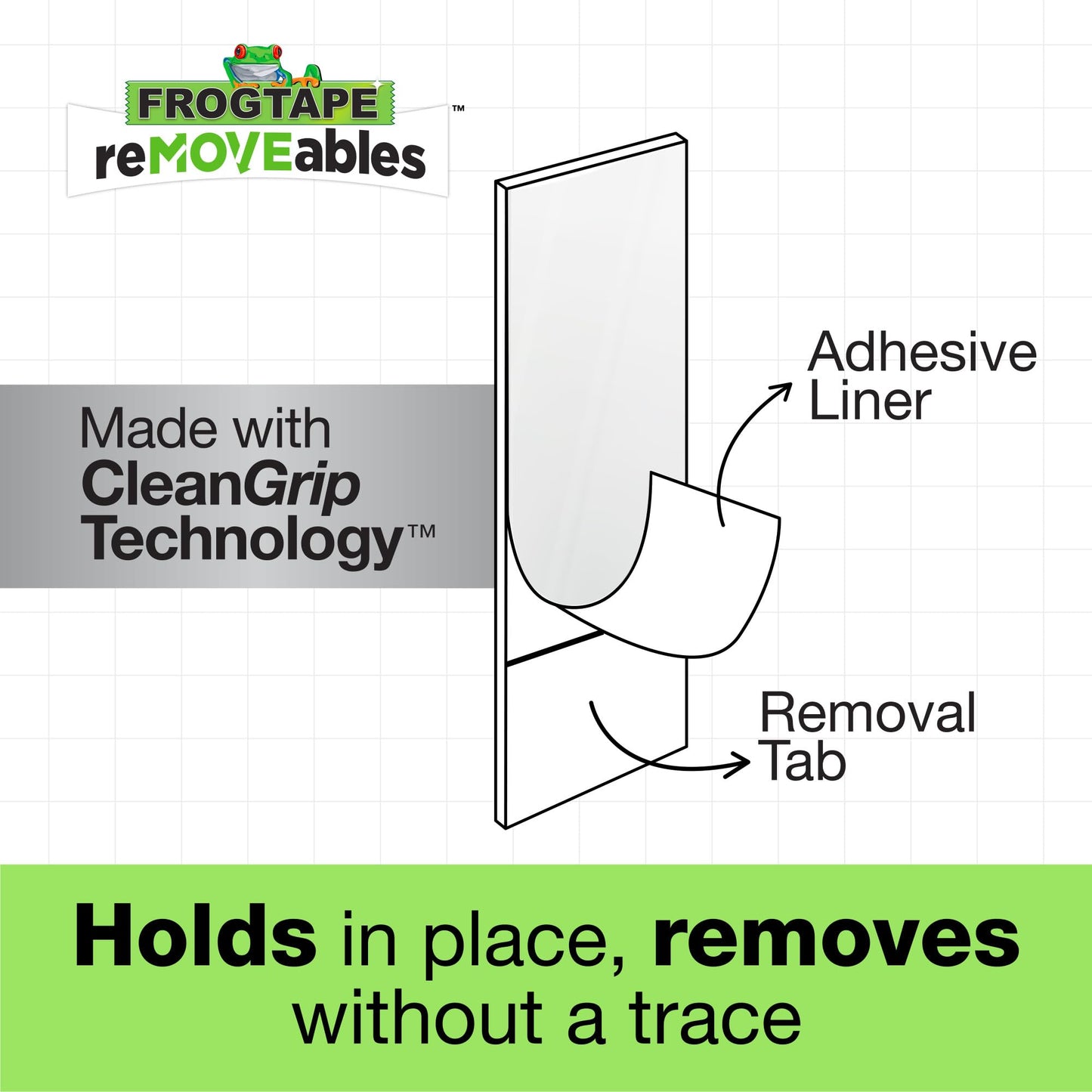 FrogTape reMOVEables Heavy Duty Wall Hooks - 8 Hooks and 12 Strips - Holds up to 3 lbs - No Damage - Easy to Remove & Reuse - Medium Wall Hook with Adhesive Strips - White (Pack of 8)