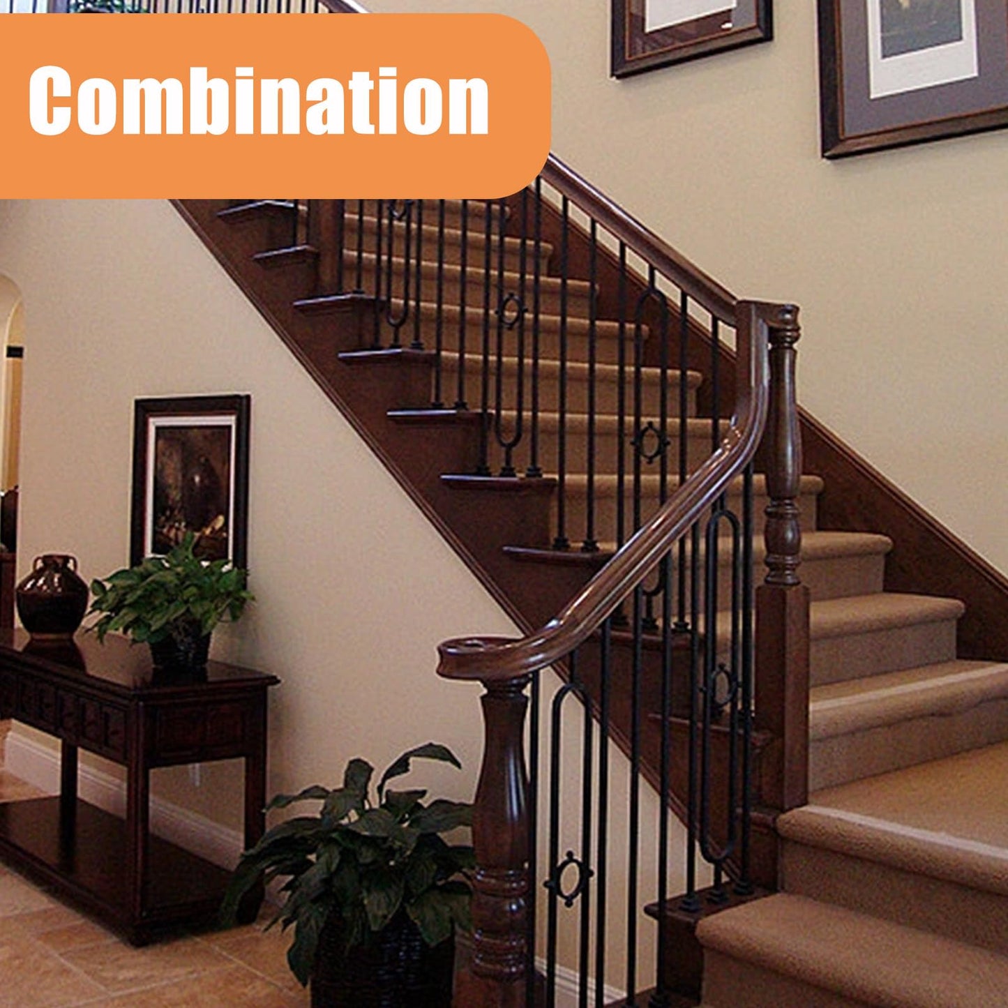 15 Pcs Wrought Iron Balusters,1/2" x 44" Straight Hollow Iron Baluster for Staircase Remodel, Matte Black Metal Railing