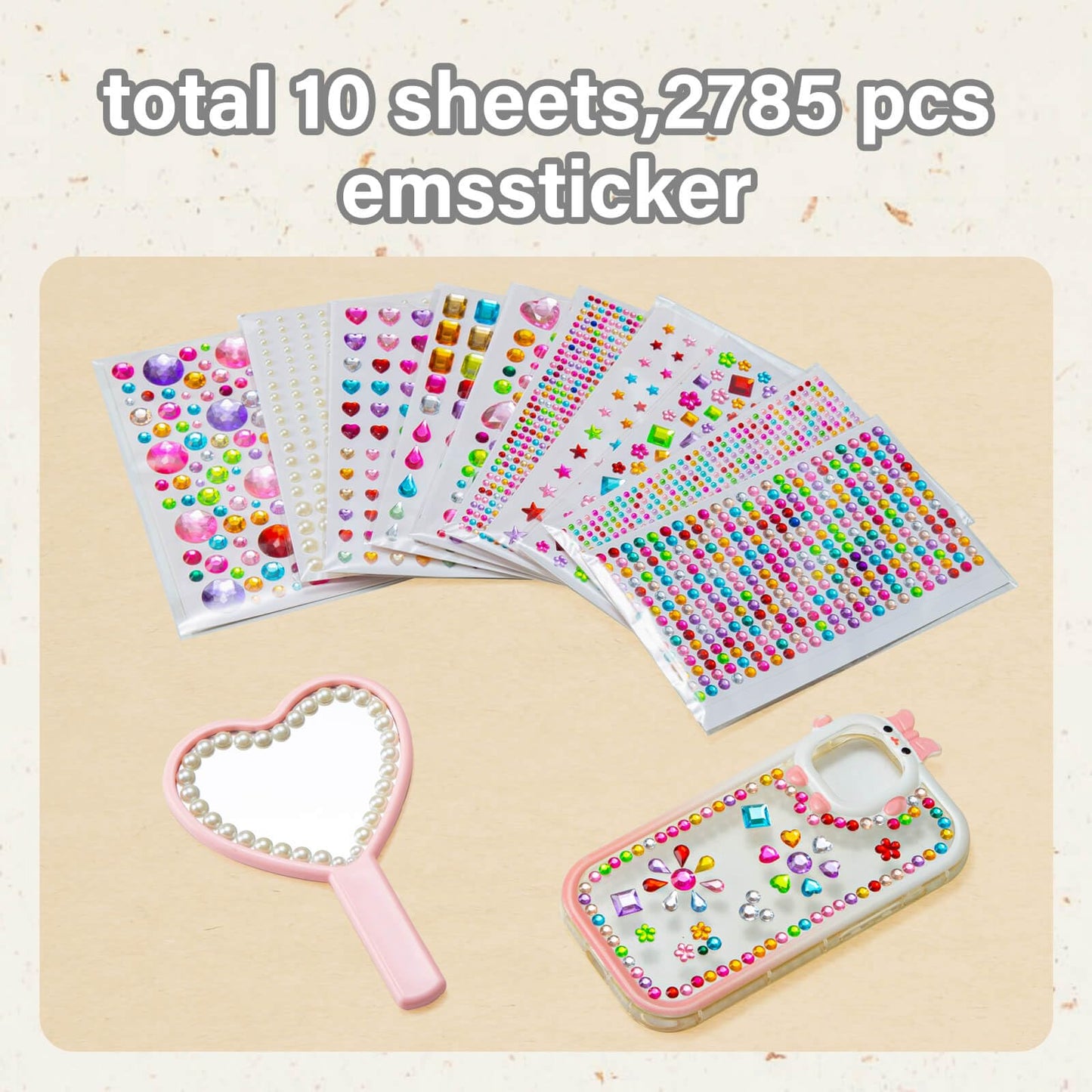 2774PCS Gem Stickers, Self Adhesive Gems for Crafts, Acrylic Bling Heart Sticker, Jewel Stickers Crafts self Adhesive, Assorted Shapes Jewels Rhinestones Sticker, Craft Supplies for Kids