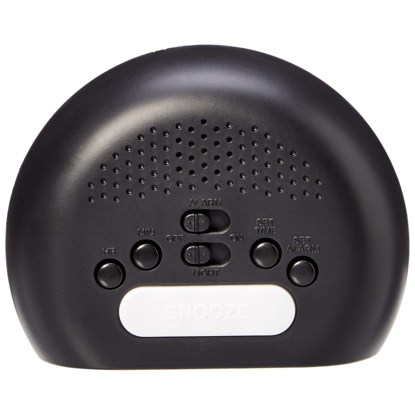 Amazon Basics Small Digital Oval Alarm Clock with LED Display, Nightlight, Snooze Function & Battery Backup, Black, 4.5 x 3.5 x 2.4 Inches