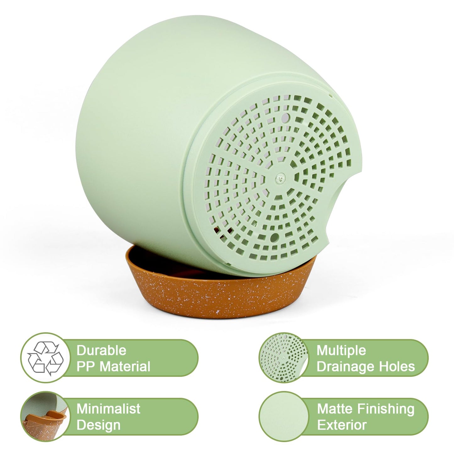 WSMKSZ Big Self Watering Pots 12/10/9 inch, Planter, Plant Pots with Mesh Drainage Holes for Indoor Outdoor Garden Plants, Plastic Flower Pots with Removable Deep Reservoir, Green with Brown