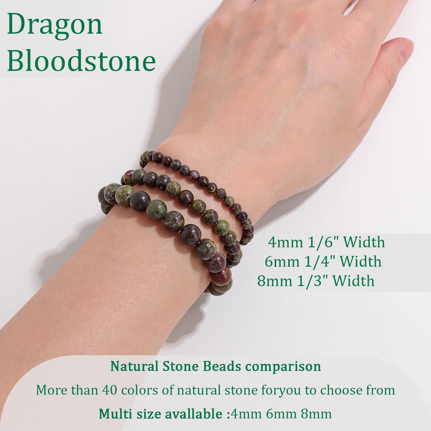 Vinswet Healing Crystal Bracelets for Women Men 8mm Dragon Bloodstone Natural Stone Beaded Stretch Bracelet Handmade Gemstone Reiki Spiritual Jewelry Gifts
