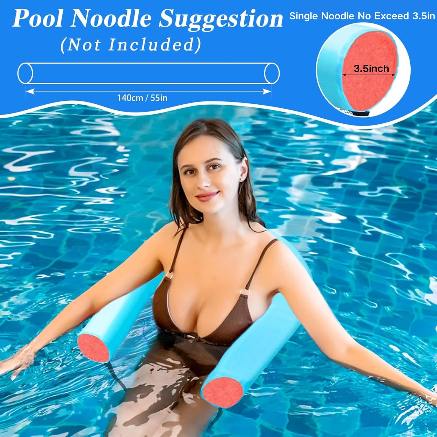 WUBOECE 2 Pack Swimming Pool Noodle Floating Mesh Chair for Adults Pool Float Chair Noodle Chair Floats for Swimming Water Relax (Noodle Not Included)