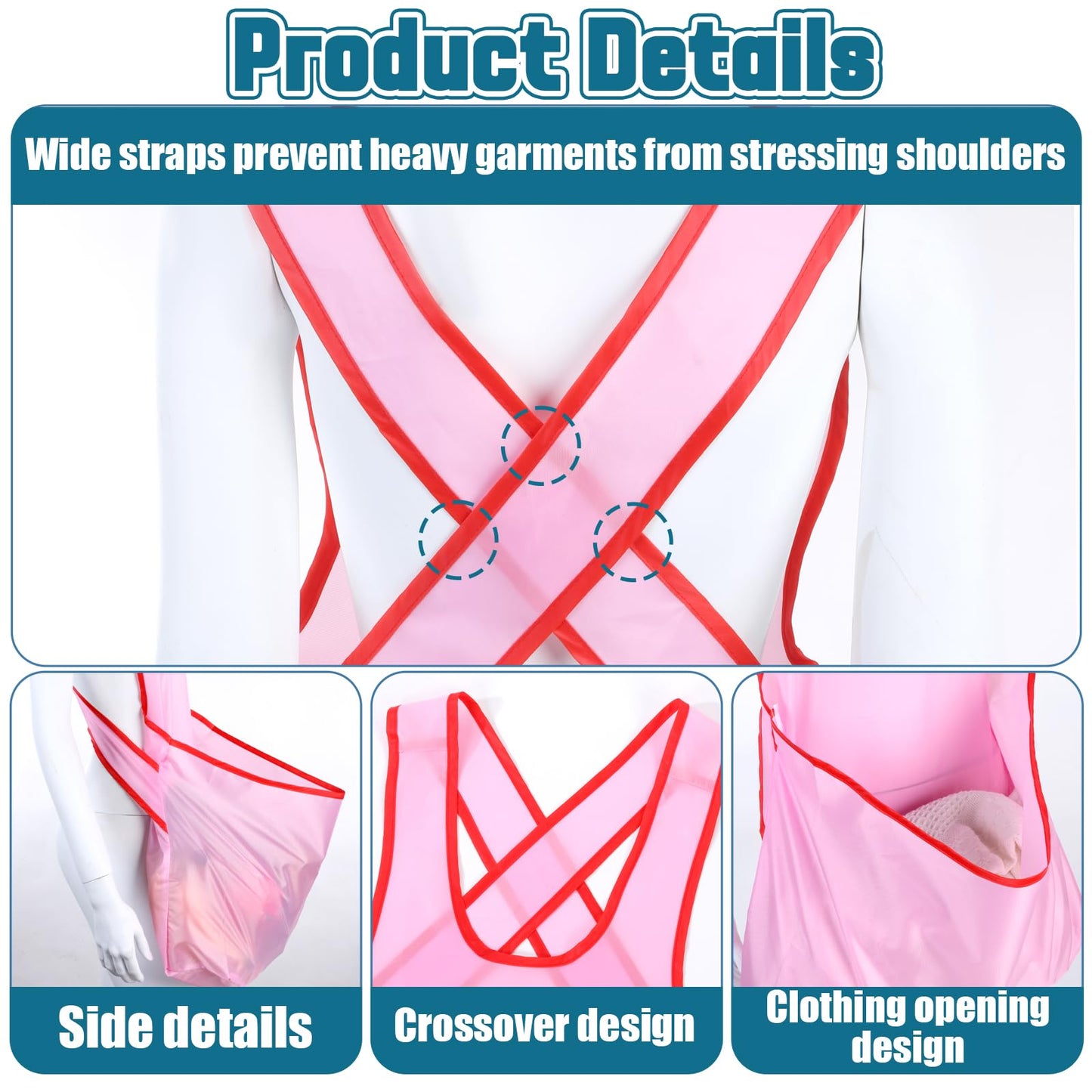LLOUSSAK Waterproof Pink Laundry Apron, Sleeveless Portable Drying Apron with Large Pocket for Women, Ideal for Cooking and Gardening