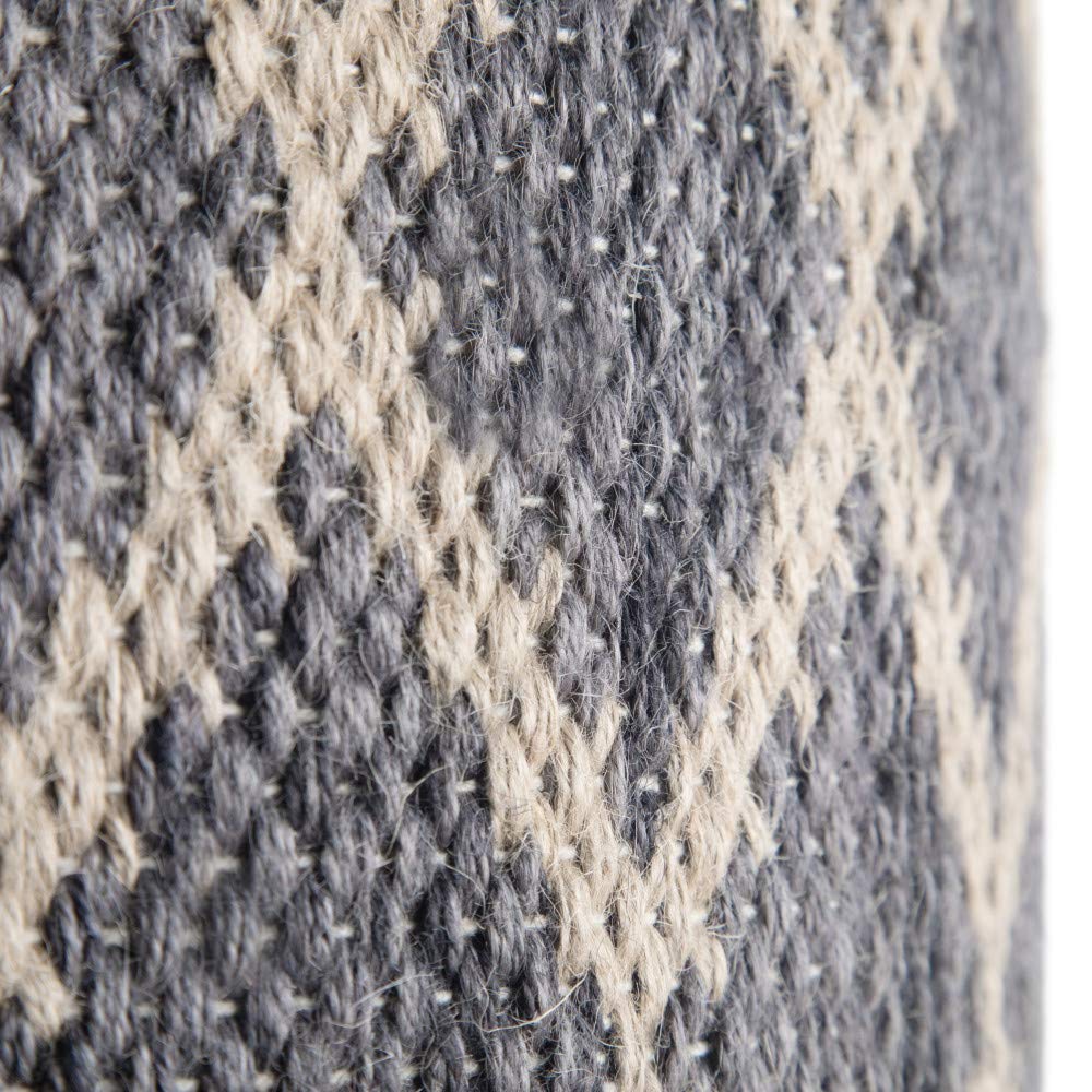 SIMPLIHOME Edgeley Round Pouf - 18 inch Wide Handwoven Jute and Cotton Ottoman in Grey and Natural, Boho-Style Footstool or Extra Seating for Living Room, Bedroom, or Kids Room, Assembled