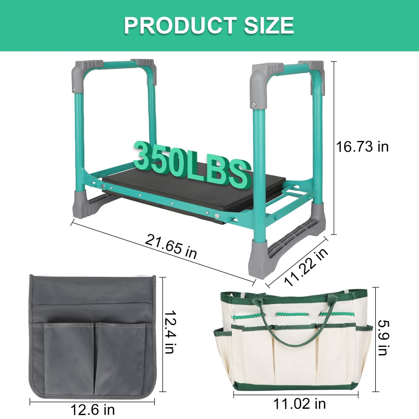 WEILISEN Garden Kneeler and Seat, 2-in-1 Foldable Garden Bench with Non-Slip EVA Foam Pad, Storage Bags, Glove, Portable Gardening Stool for Kneeling & Sitting, Ideal for Gardeners, Patio, Fishing