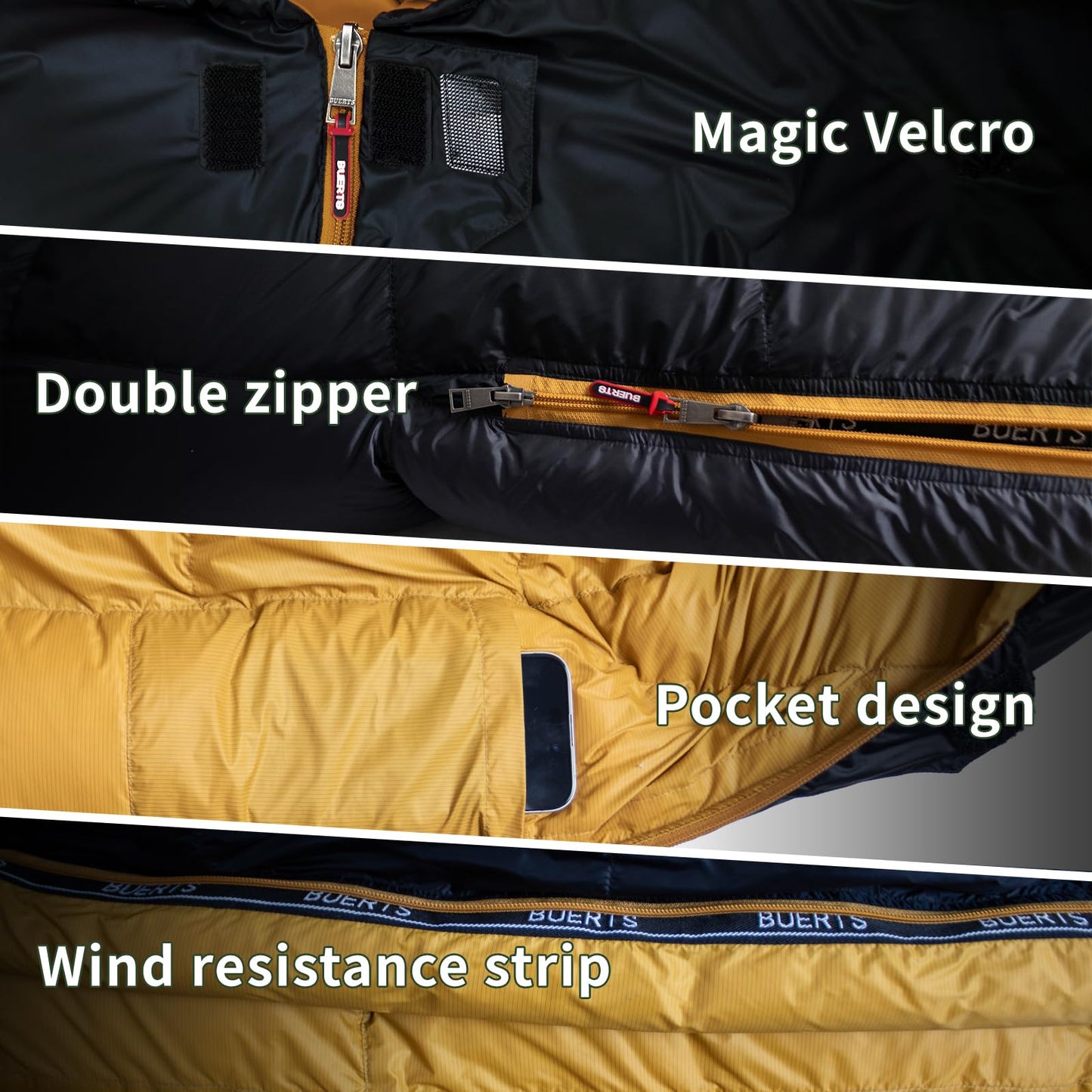 BUERTS Down Sleeping Bag for Adults Cold Weather Ultralight & Compact 680FP Backpacking Sleeping Bag for Camping, Hiking, Mountaineering