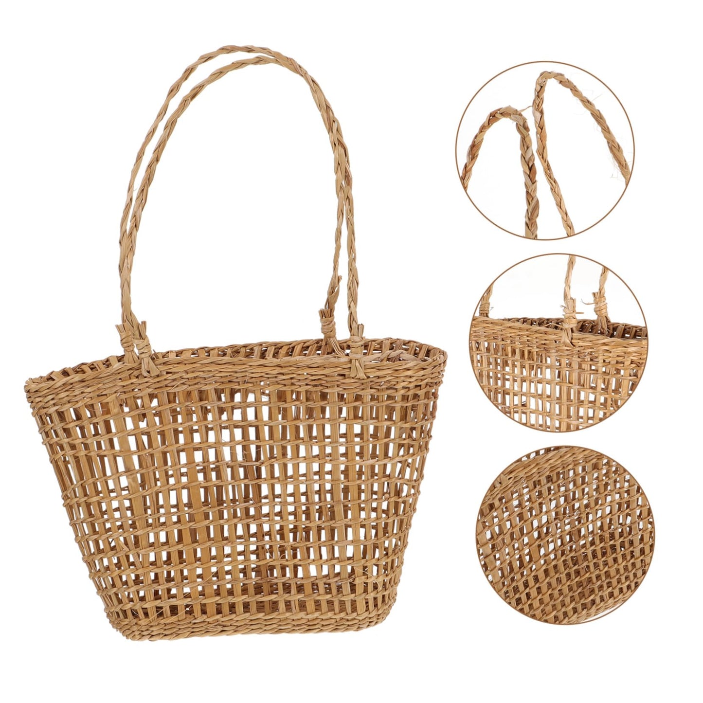 Cabilock Rope Baskets for Storage Straw Weaving Flower Basket Hanging for Home Decor