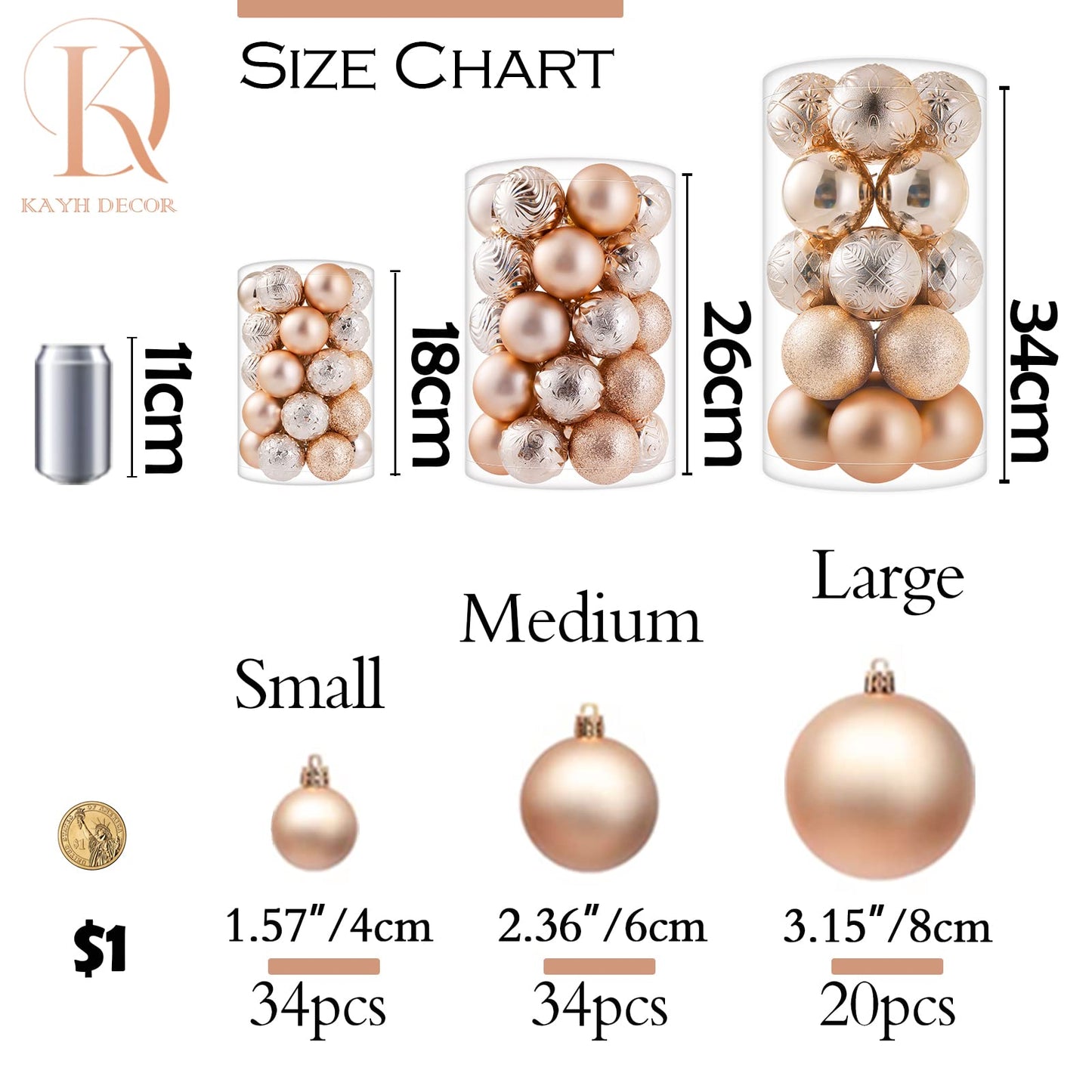 34ct Grey Christmas Ball Ornaments Shatterproof Plastic Christmas Tree Decorations for Xmas Party Home Office Holiday Decor -Medium Size (2.36"/ 60mm)