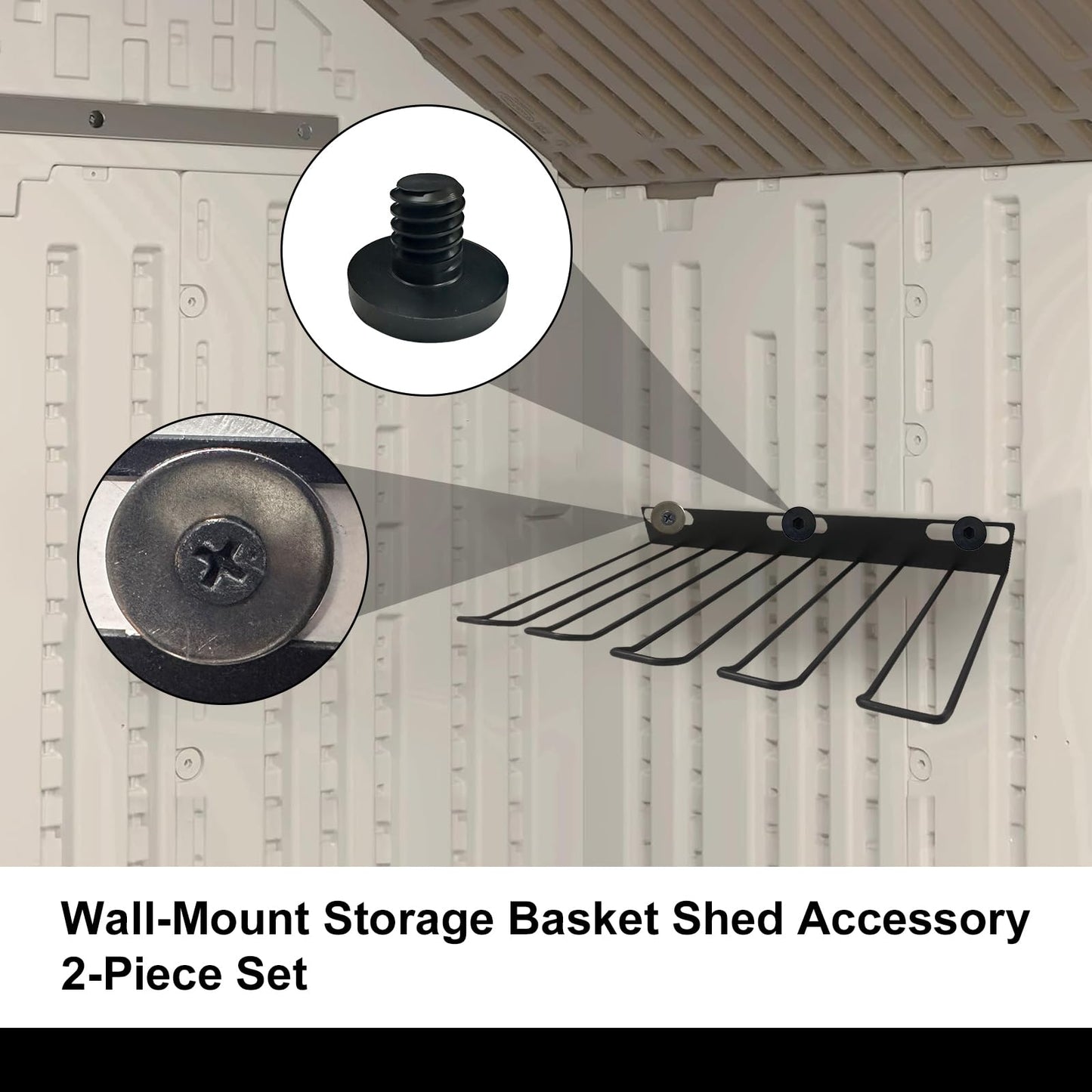 TMQZLN Resin Storage Shed Shelves Accessory,Wall Mount Tool Storage Rack with EZ Bolt Assembly for Suncast Select Outdoor Shed Models Wall Mount Tool Organizer for Hanging Lawn and Garden Tools