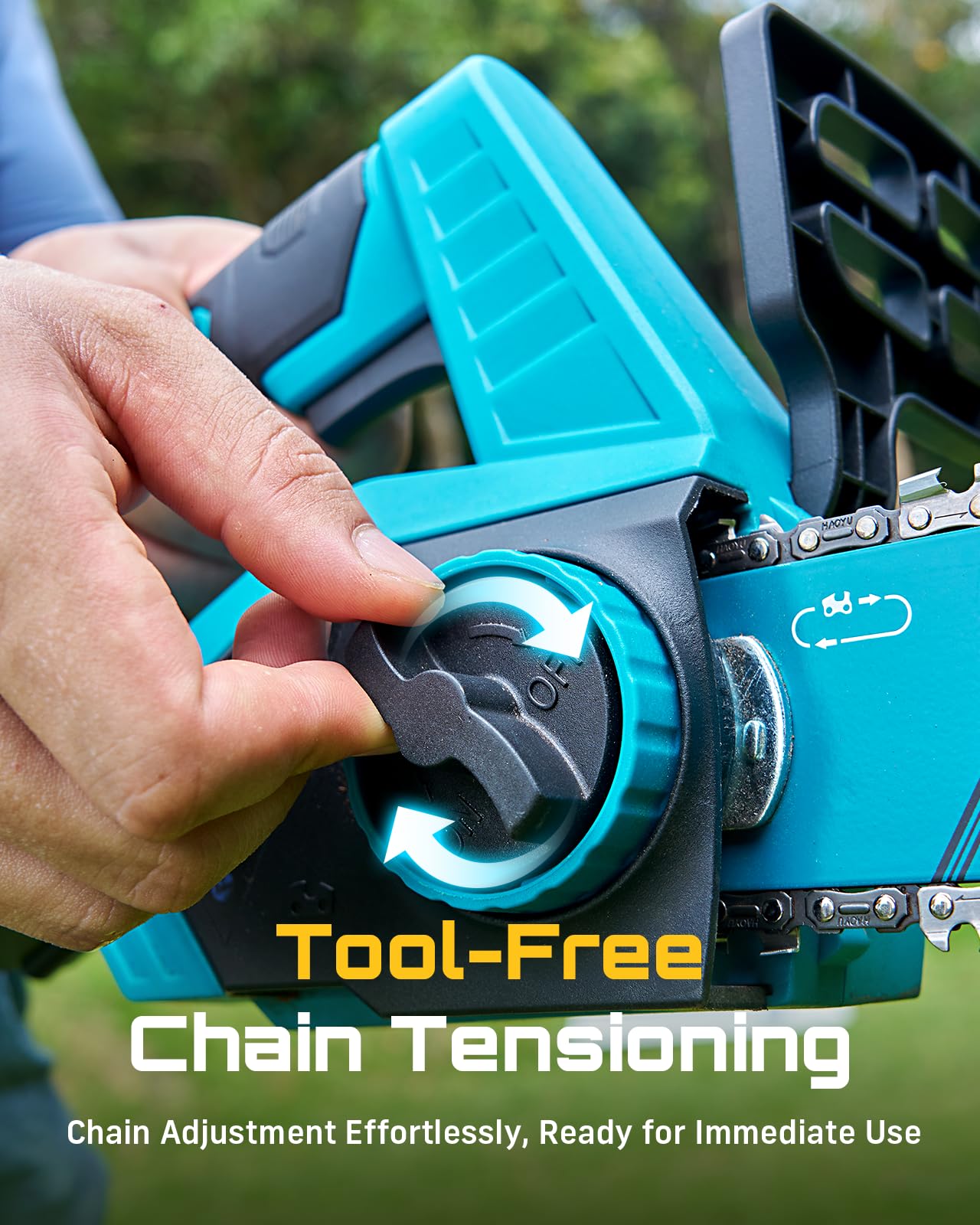 SEESII Electric Chainsaw Cordless 12-inch, Handheld Chain Saws with 2 x 4.0Ah Battery, Tree Saw with Tool-free Chain Tension, Auto Oiling for Wood Cutting Trimming Branch