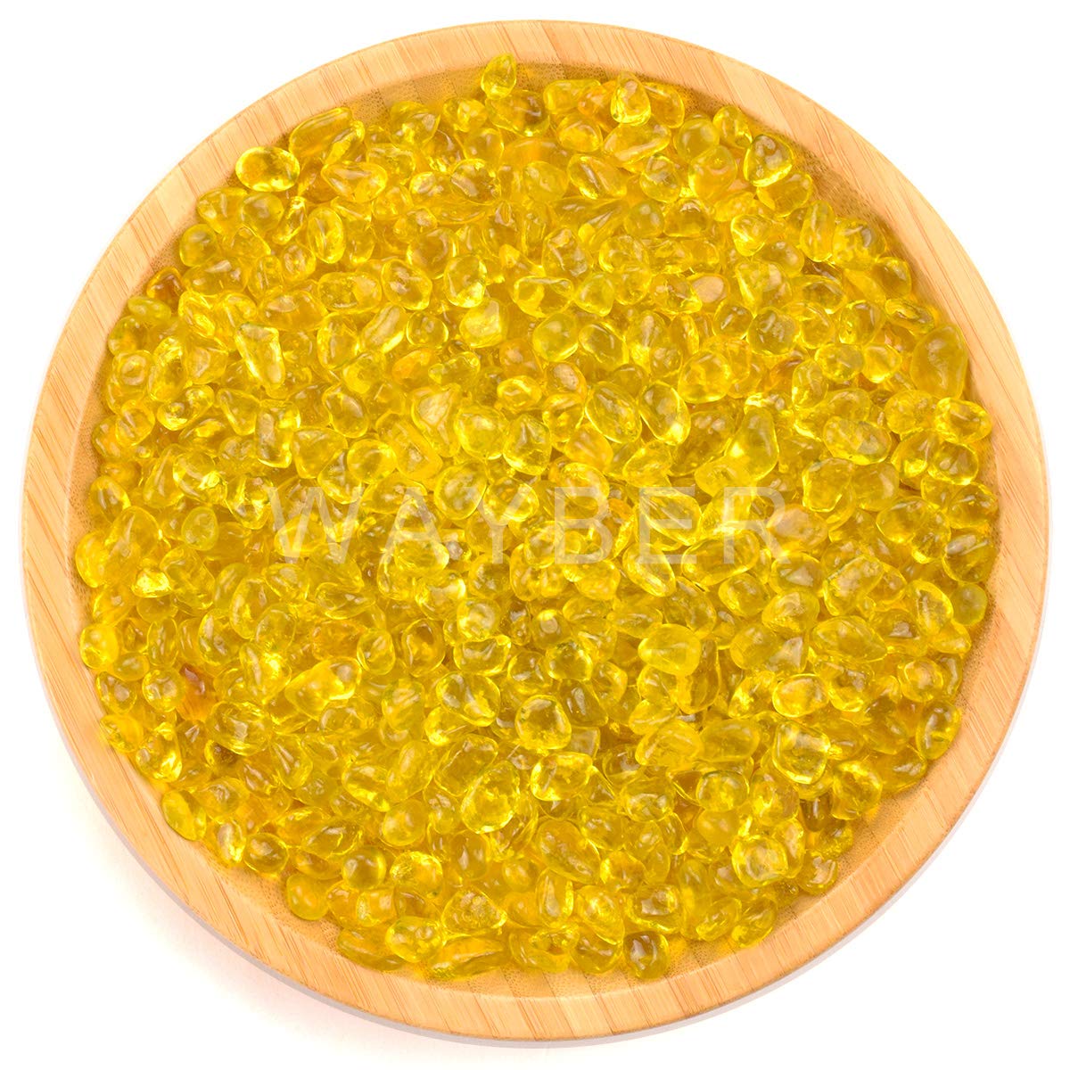 WAYBER Glass Stones, 1Lb/460g Irregular Sea Glass Pebbles Non-Toxic Artificial Gemstones for Vase Filler/Terrarium Flowerpot Aquarium Turtle Tank Decoration/Handcraft Making, Yellow
