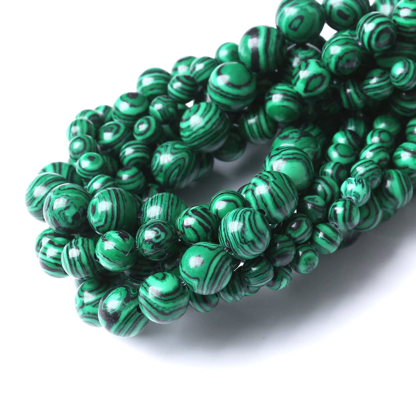 60PCS 6MM Green Malachite Round Loose Natural Gem Beads for Jewelry Making 15"