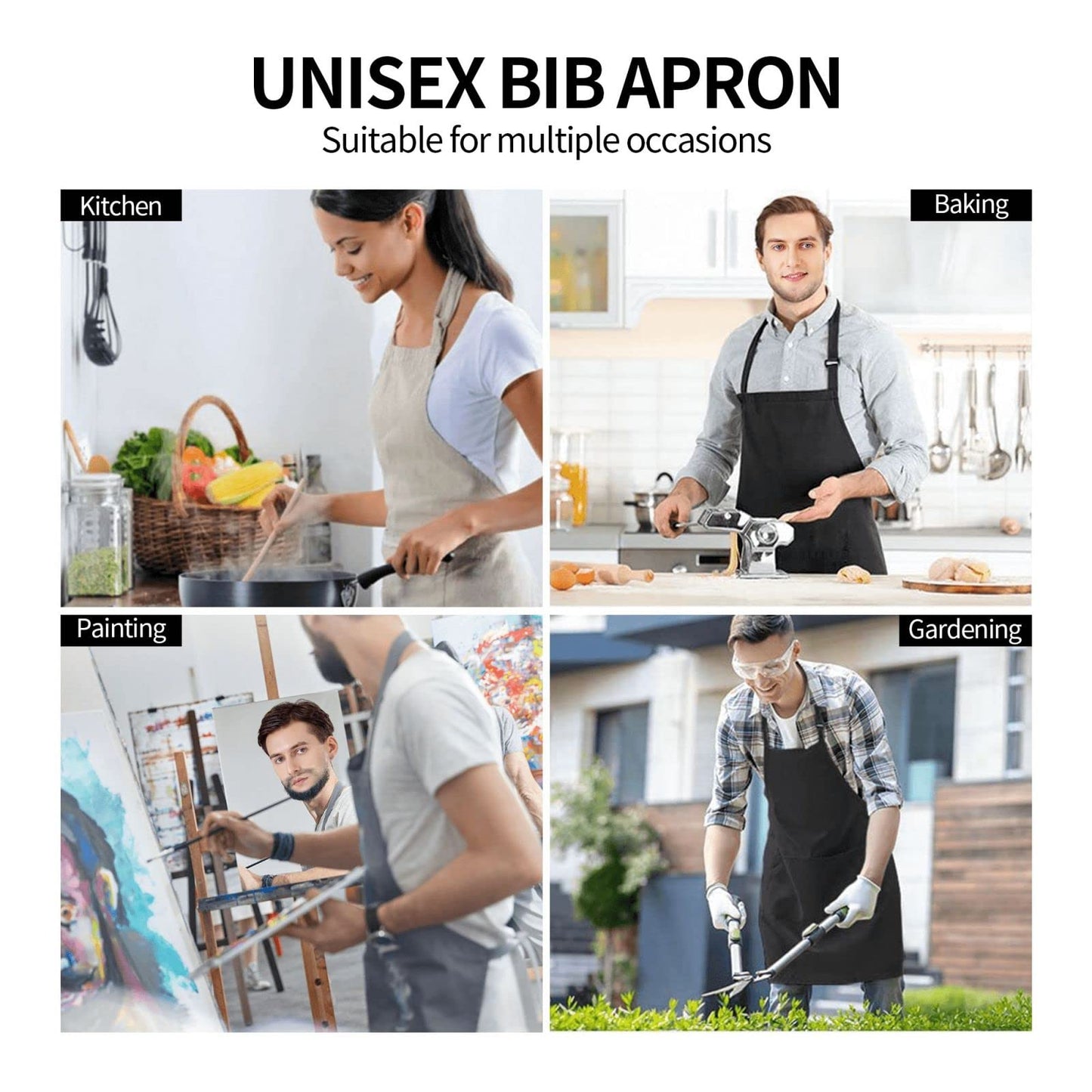 Perinsto Blue Leopard Animal Skin Waterproof Apron With 2 Pockets Cheetah Kitchen Chef Aprons Bibs For Cooking Baking Painting Gardening Grooming