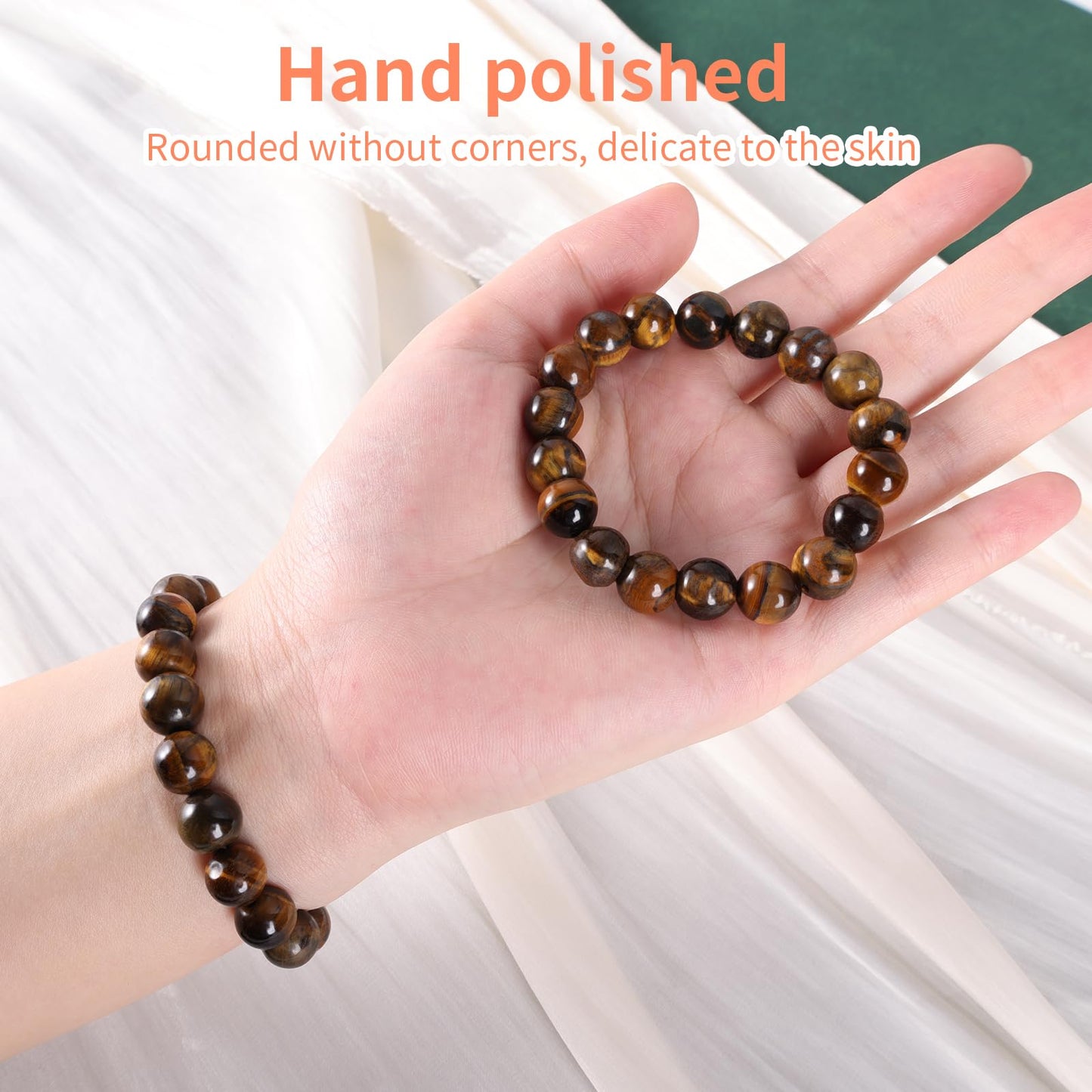 Handmade Natural Jade Beaded Bracelet for Women & Men – Genuine Green/White Jade Gemstone Stretch Bracelet – Lucky Energy Healing Jewelry Gift for Peace, Prosperity & Protection ST-V-01