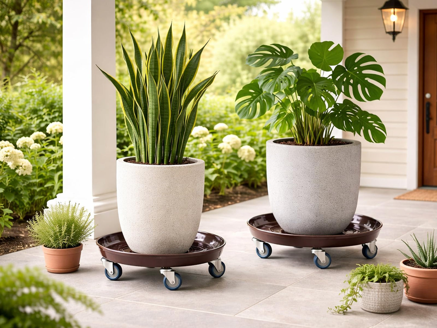 Planterhoma 3 Packs 16" Metal Plant Caddy with Wheels Extra-Large Rolling Plant Stand Heavy-Duty Plant Dolly with Casters Indoor Outdoor Wheeled Flower Pot Mover Rollers Garden Cart Trolley, Copper