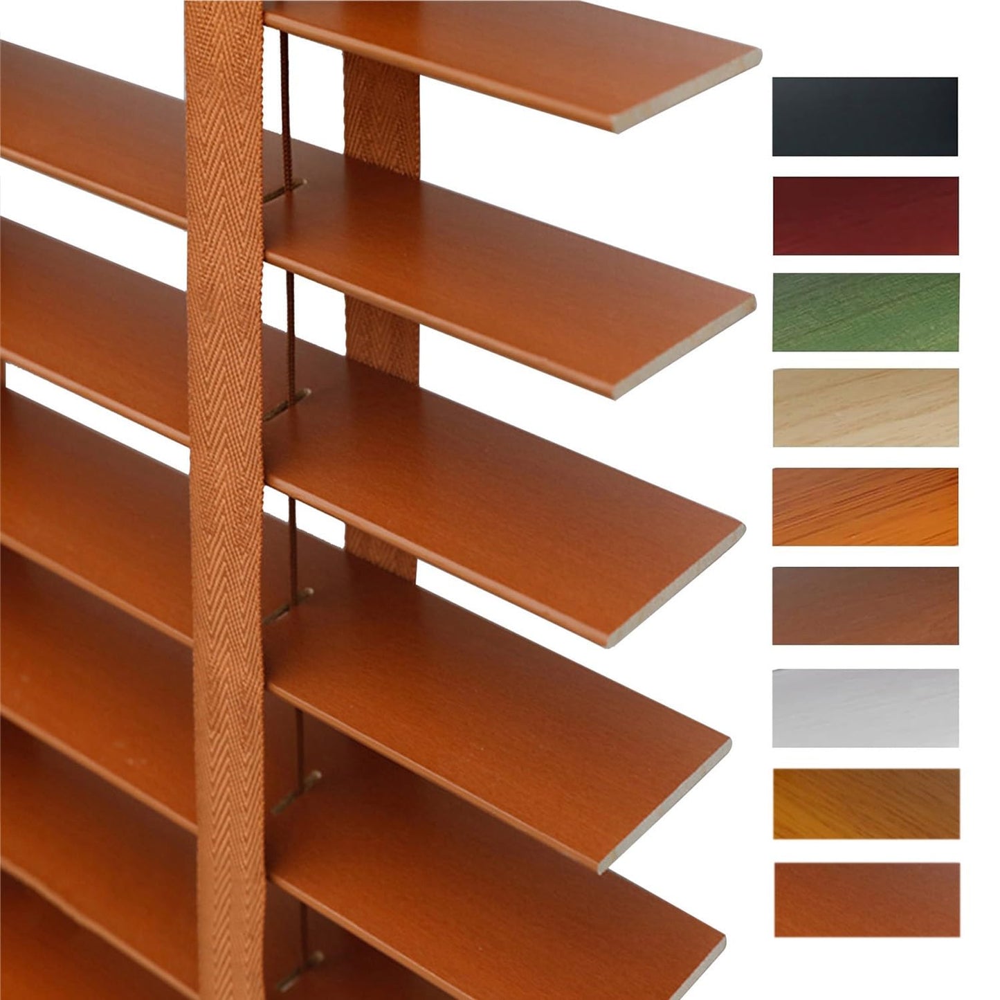 Wood Blinds for Indoor Windows, 2" Slats Faux Wooden Blinds, 22" 30" 35" 40" 42'' 46'' 48'' 50" 55" 66" 70" 75" Blackout Horizontal Window Shades, Cordless Privacy Blind for Bedroom,Living Room(Brown)