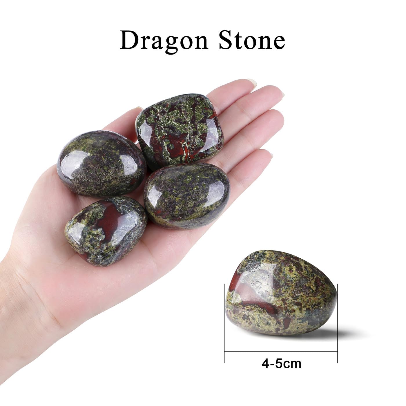 MAIBAOTA 1.6-2.0" Dragon Stone Large Bloodstone Reiki Natural Tumbled Polished Stones for Energy Witchcraft Therapy Meditation DIY Crystals for Protection