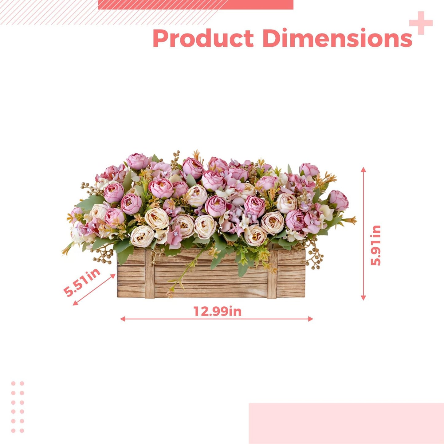 yeeplant 13 in Flowers in Wooden Box, Table Centerpiece