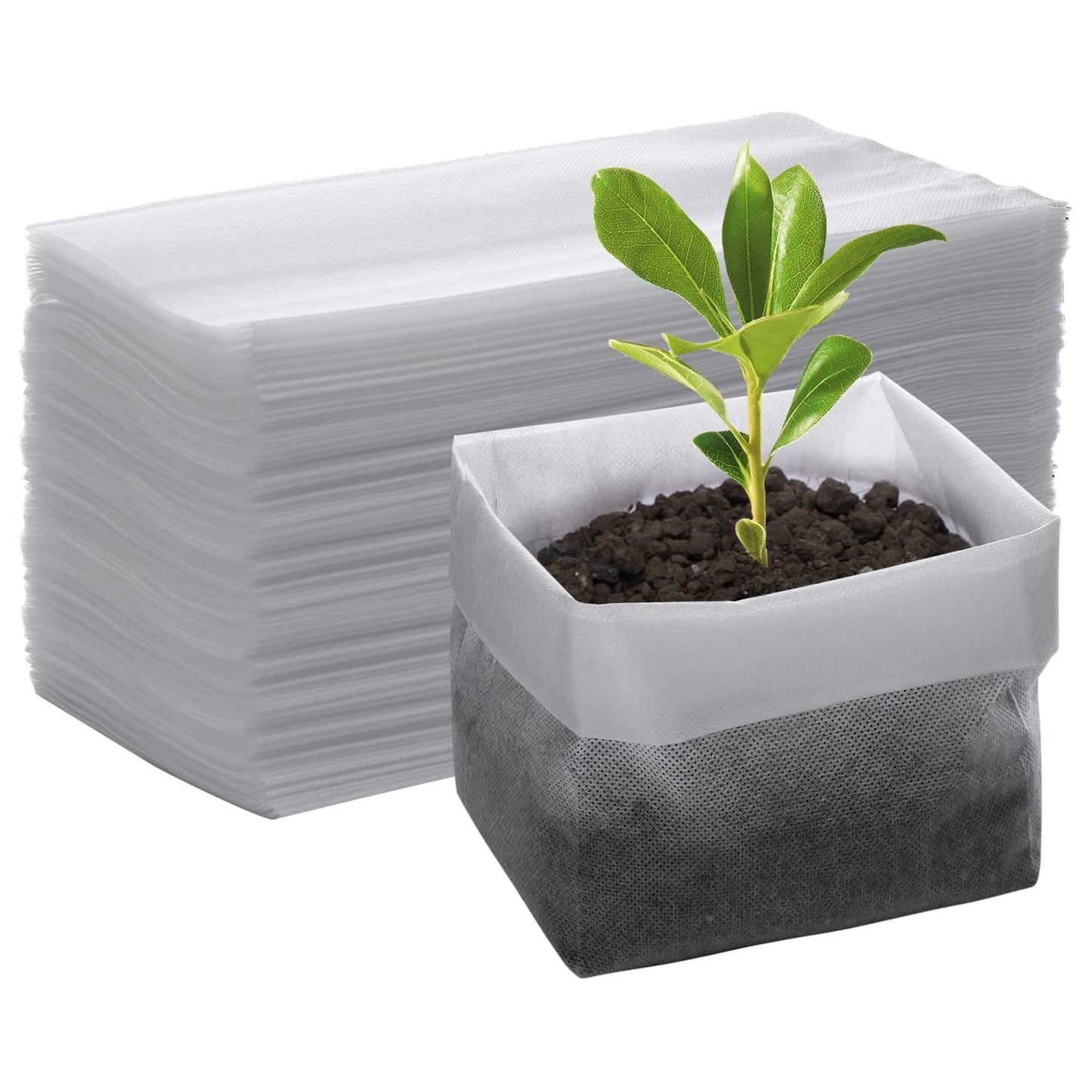 GREANER 100PCS Biodegradable Nursery Bags, 11x11.8 inches Thickened Grow Plant Bags for Vegetables, Flower Seedling Starter Containers, Indoors and Outdoors Use, Home Garden Supply