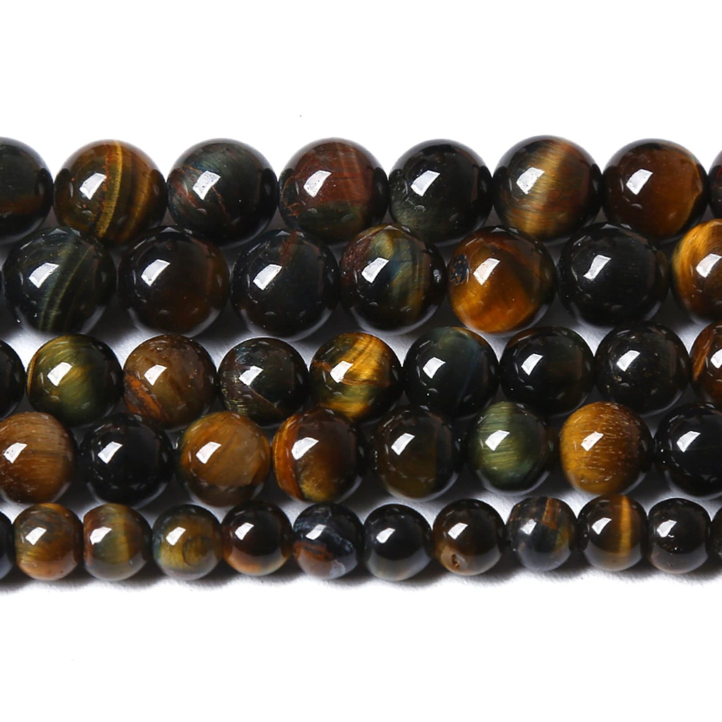8MM 46PCS Natural Tiger Eye Beads Yellow Blue Stone Loose Beads for Jewelry Making DIY Bracelet Necklace