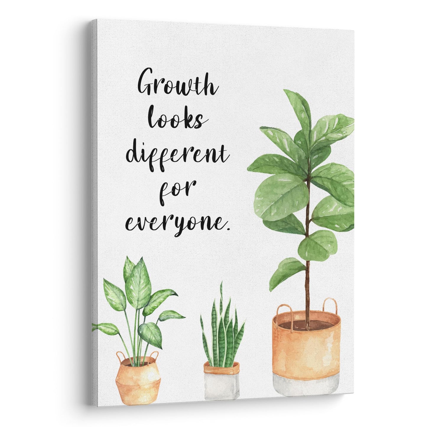 XWELLDAN Growth Looks Different for Everyone Mental Health Growth Mindset Wall Art Canvas Prints,Potted Plant Wall Art Decor for Classroom Therapy Office School Counseling Office, 11 x 14 Inch, Framed