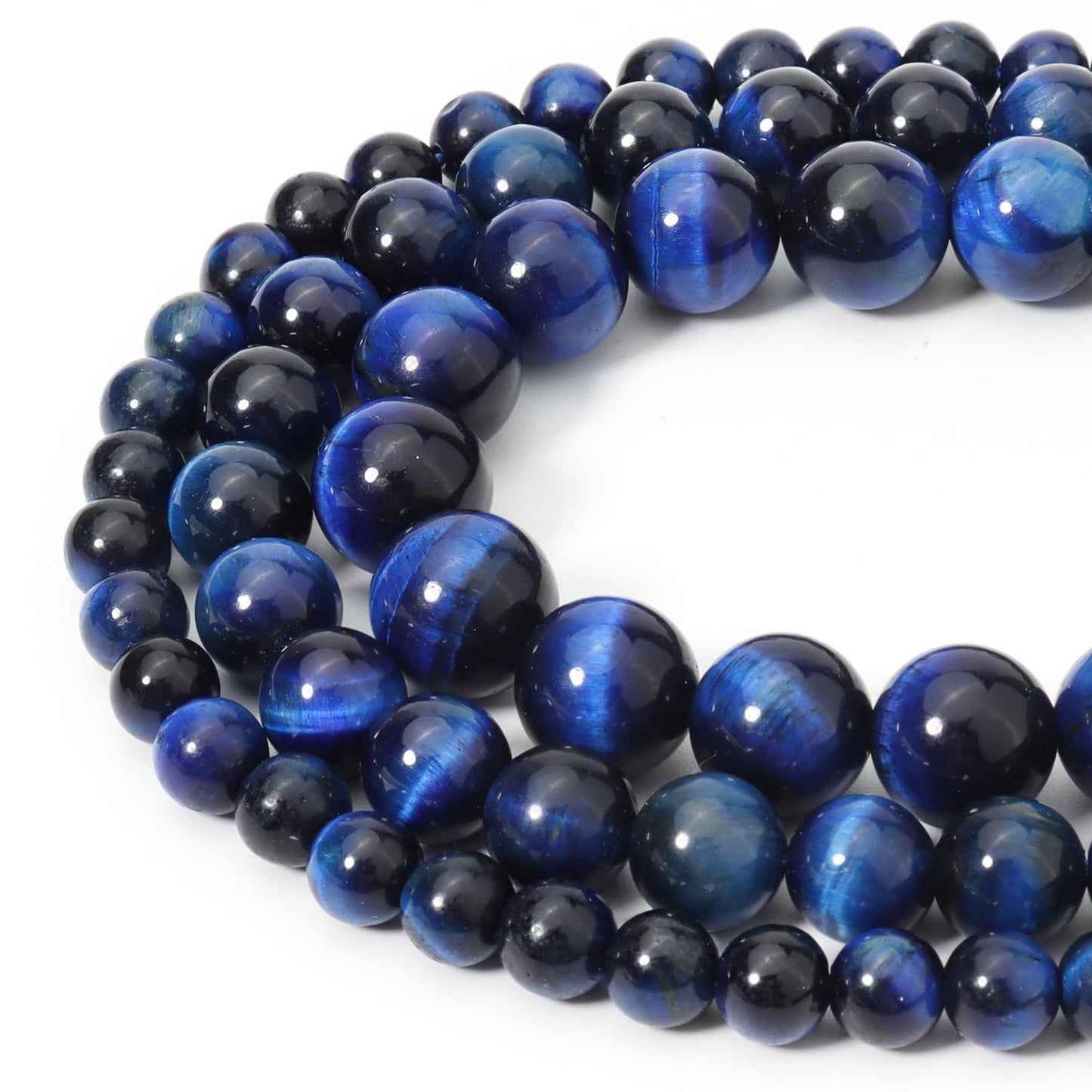 Siomia 60pcs 6mm Natural Blue Tiger Eye Gemstone Beads Energy Healing Crystal Round Loose Stone Beads for Jewelry Making, DIY Bracelets Necklaces
