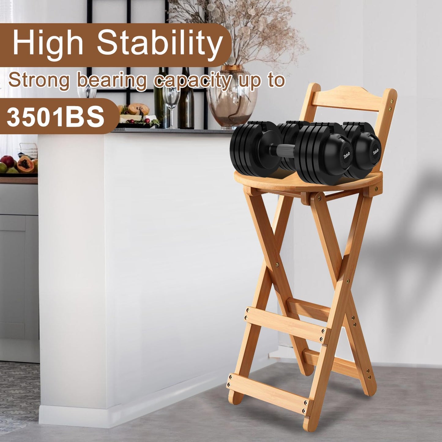 Yuxitia Folding Bar Stool Kitchen 24 inch Folding Kitchen Counter Chair Portable Wooden Bar Stool Outdoor Shop Kitchen Restaurant Coffee Stool 1 (Burlywood)