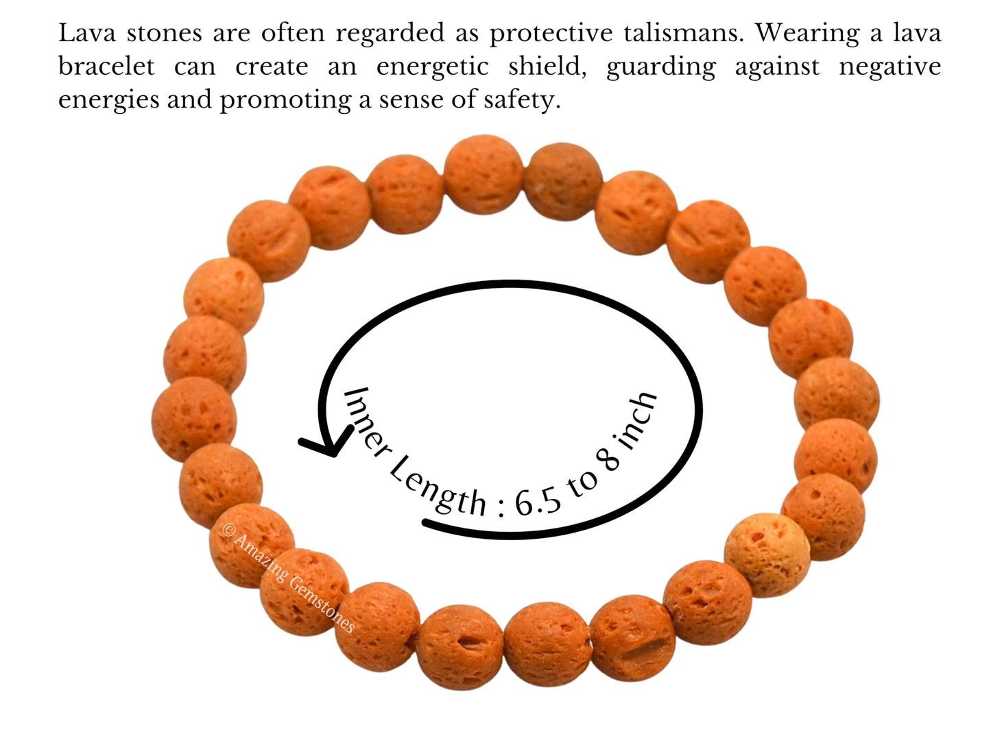 Amazing Gemstone Crystal Bracelet for Women Men's Gifts - Protection Healing Crystal Bracelet - 8mm Gemstone Beaded Stretchable Bracelet Pulseras Para Hombres Mujer Stocking Stuffers Mothers Day Gift (Orange Lava)