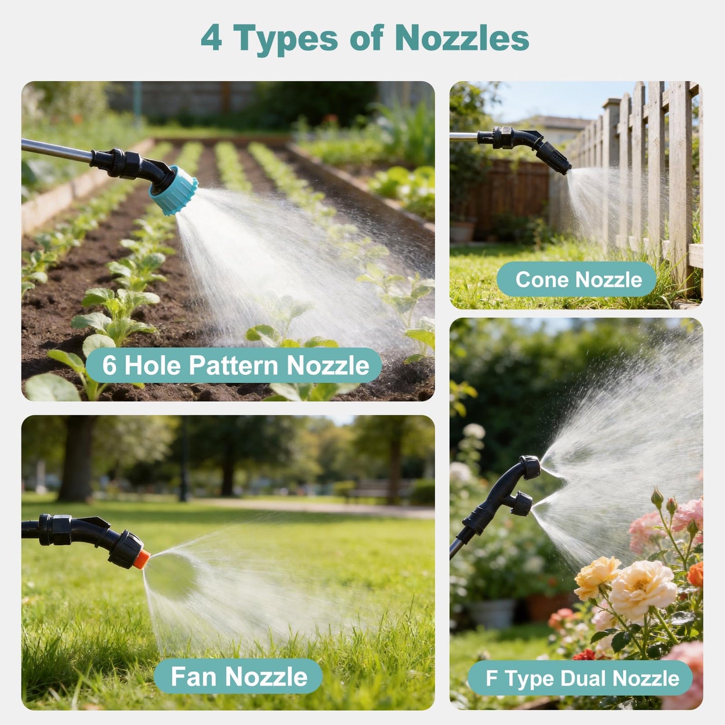 1.35 Gallon Battery Powered Sprayer, Electric Garden Sprayer with 3 Adjustable Pressures, Battery Indicator, Telescopic Wand, 4 Nozzles, Rechargeable Automatic Pump Sprayer for Lawn, Weed, Yard Care