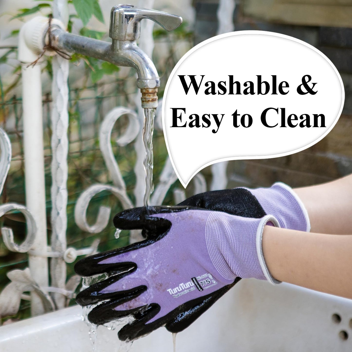 HandLove Gardening Gloves for Women, 2 Pairs, Hyaluronic Acid Moisturizing Gloves, Breathable Nitrile-Coated Grip, Latex-Free Touchscreen, for Weeding, Planting & Yard Work, Large, Pink&Green