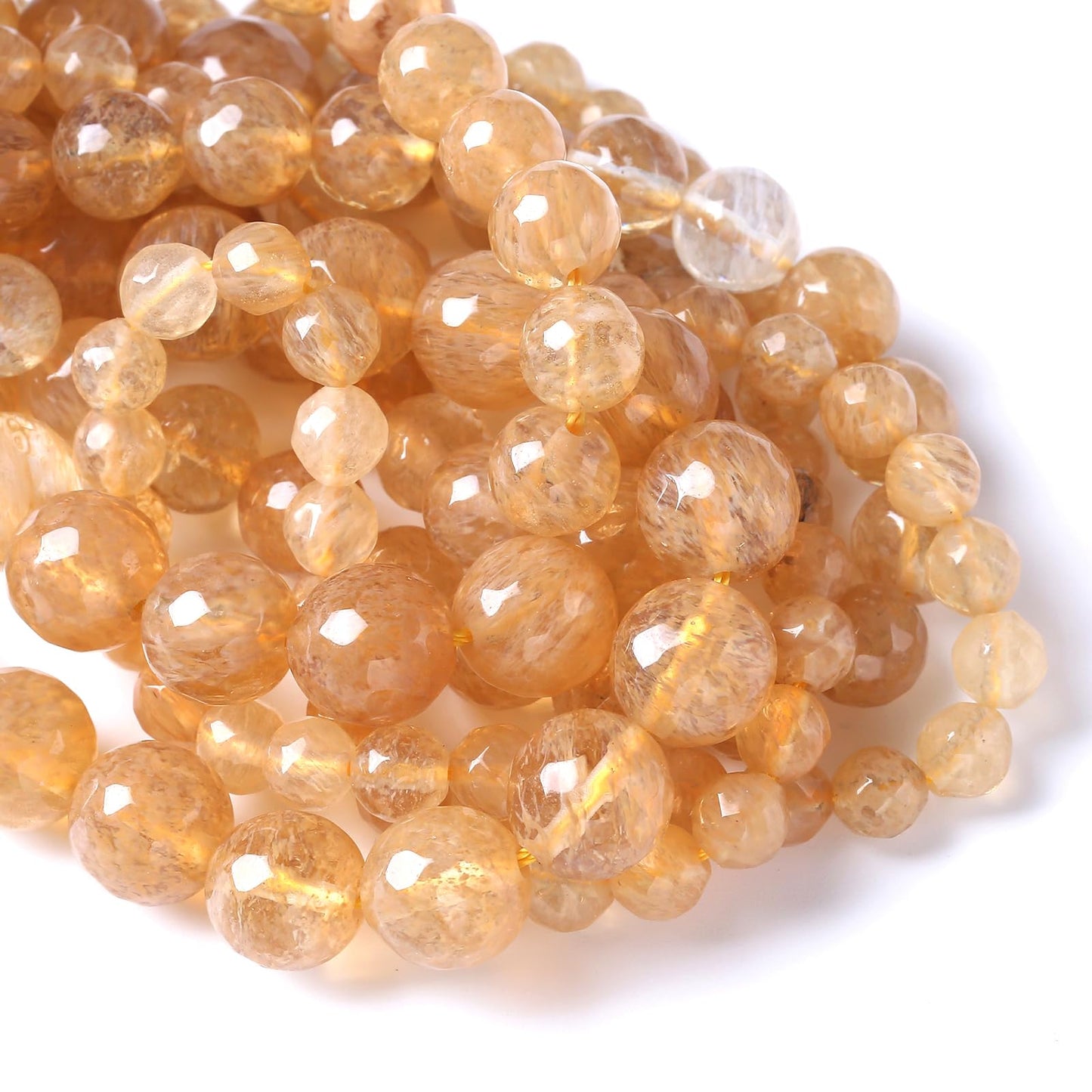 36pcs 10mm Natural Faceted Tea Watermenlon Jade Stone Beads for Jewelry Making Energy Healing Beads DIY Bracelet Necklace Accessories 15" (10mm, Faceted Tea Yellow Jade)