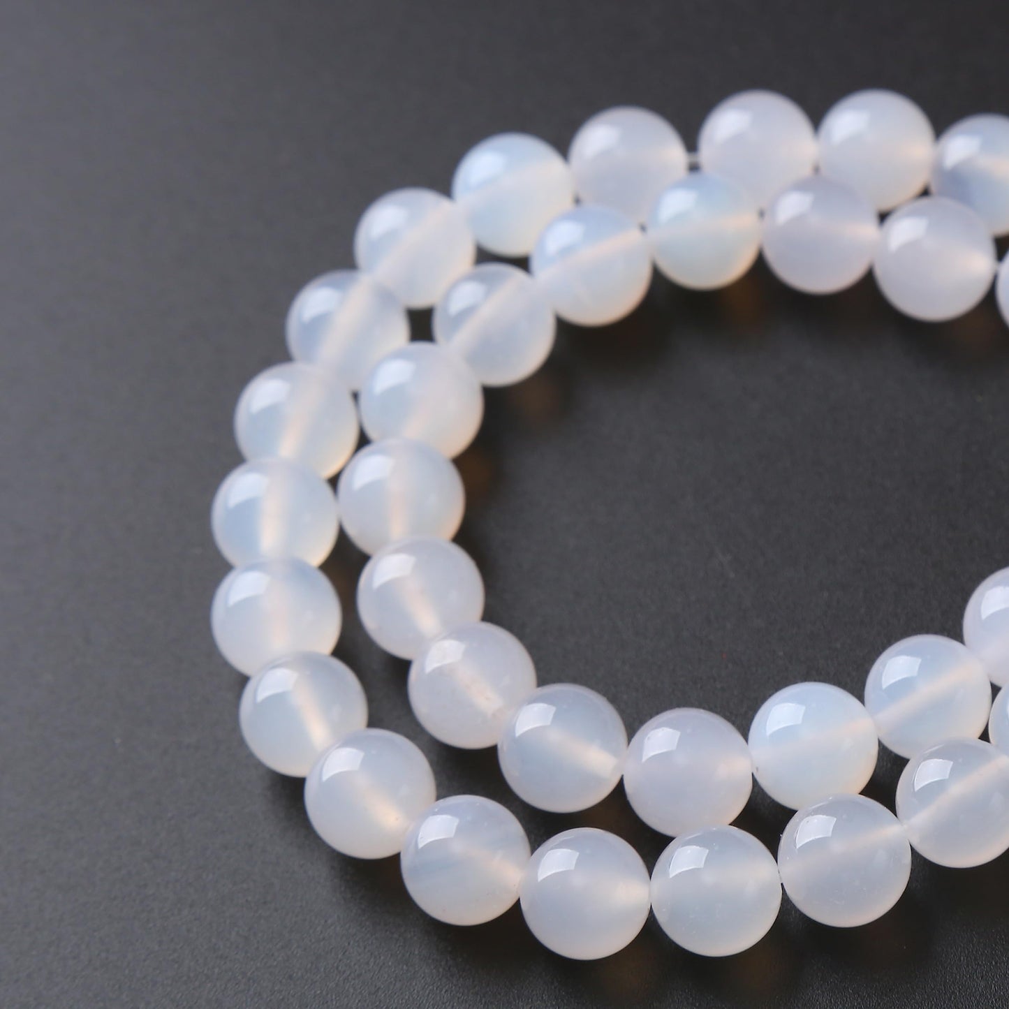 45PCS 8MM Natural White Opal Beads Round Loose Stone Beads for Jewelry Making DIY Energy Stone Healing Power Bracelet 15"