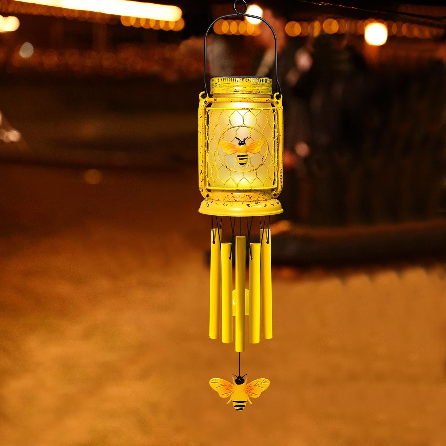 Vcdsoy 2 Pack Solar Bee Wind Chimes for Outside for Mom Women Grandma,Solar Bee Mason Jar Wind Chime Light Unique Hanging Wind Chimes Outdoor,IP65 Waterproof, for Yard Garden Terrace