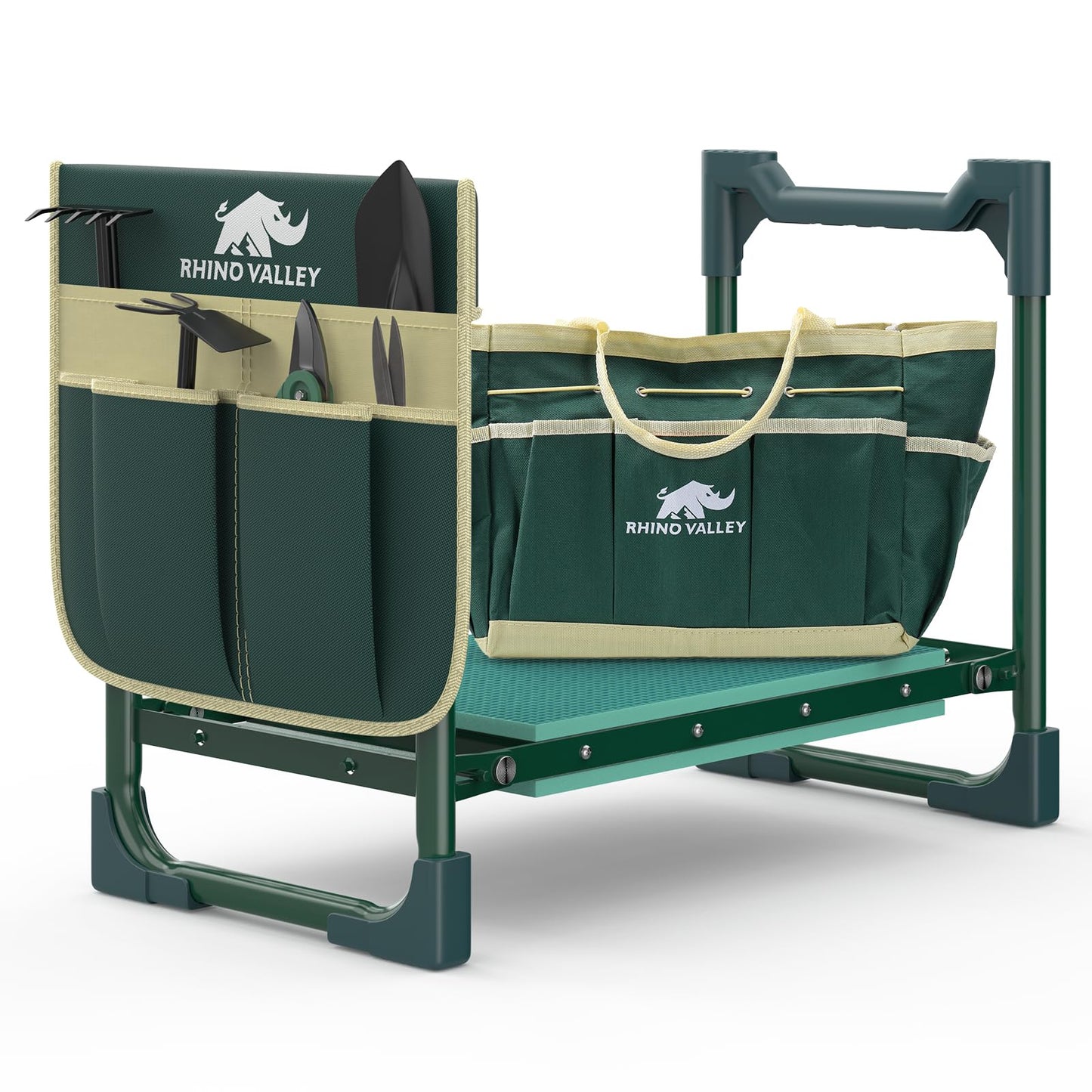Garden Kneeler and Seat, Heavy Duty 2 in 1 Gardening Stool with Tool Side & Tote Bags, Foldable Gardening Bench to Relieve Knee & Back Pain, Garden Chair Gifts for Women, Seniors