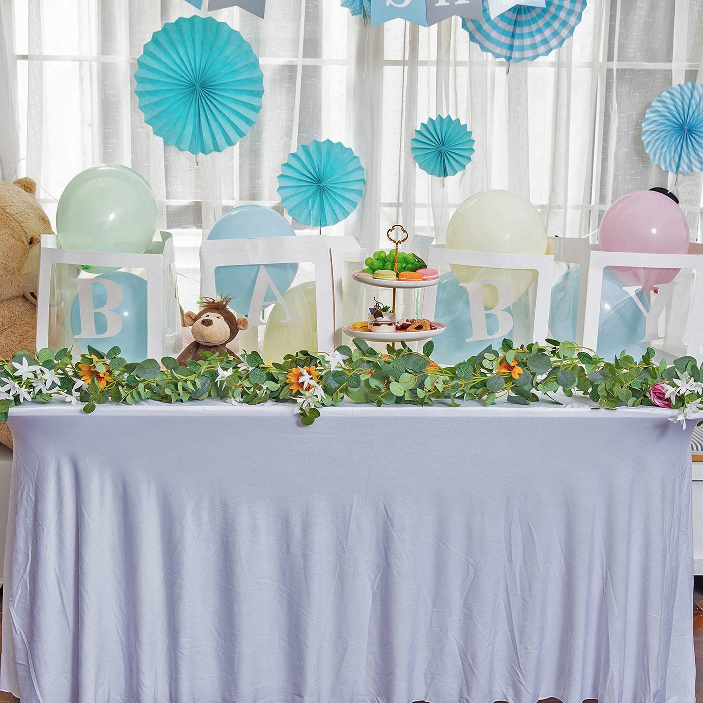 Naidiler Eucalyptus Garland with Flowers, Spring Decor for Mantle, Wedding Arch & Fireplace