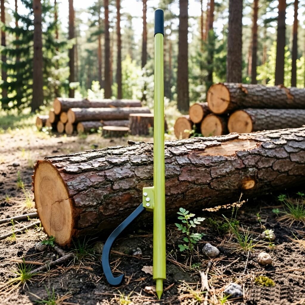 OAOLOWF 51" Log Peavey, Adjustable Heavy Duty Log Roller Cant Hook, Opening Felling Log Roller with Rubber Grip, Log Cant Hook Logging Tools for Rolling, Raising, Turning Logs up to 19" Dia