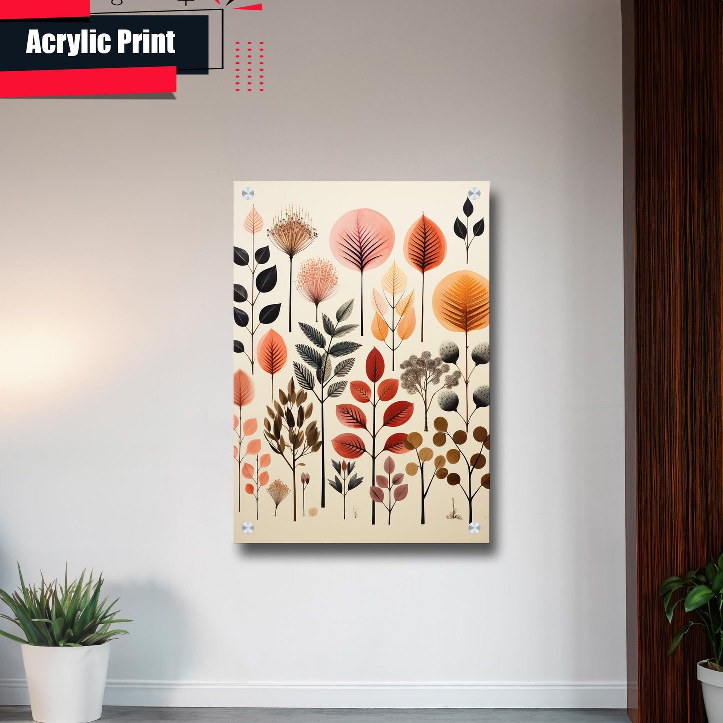 Scandinavian Folk Art, Black and Beige Abstract Botanical Wall Art for Scandinavian Home Decor, Poster Prints, Wall Decor