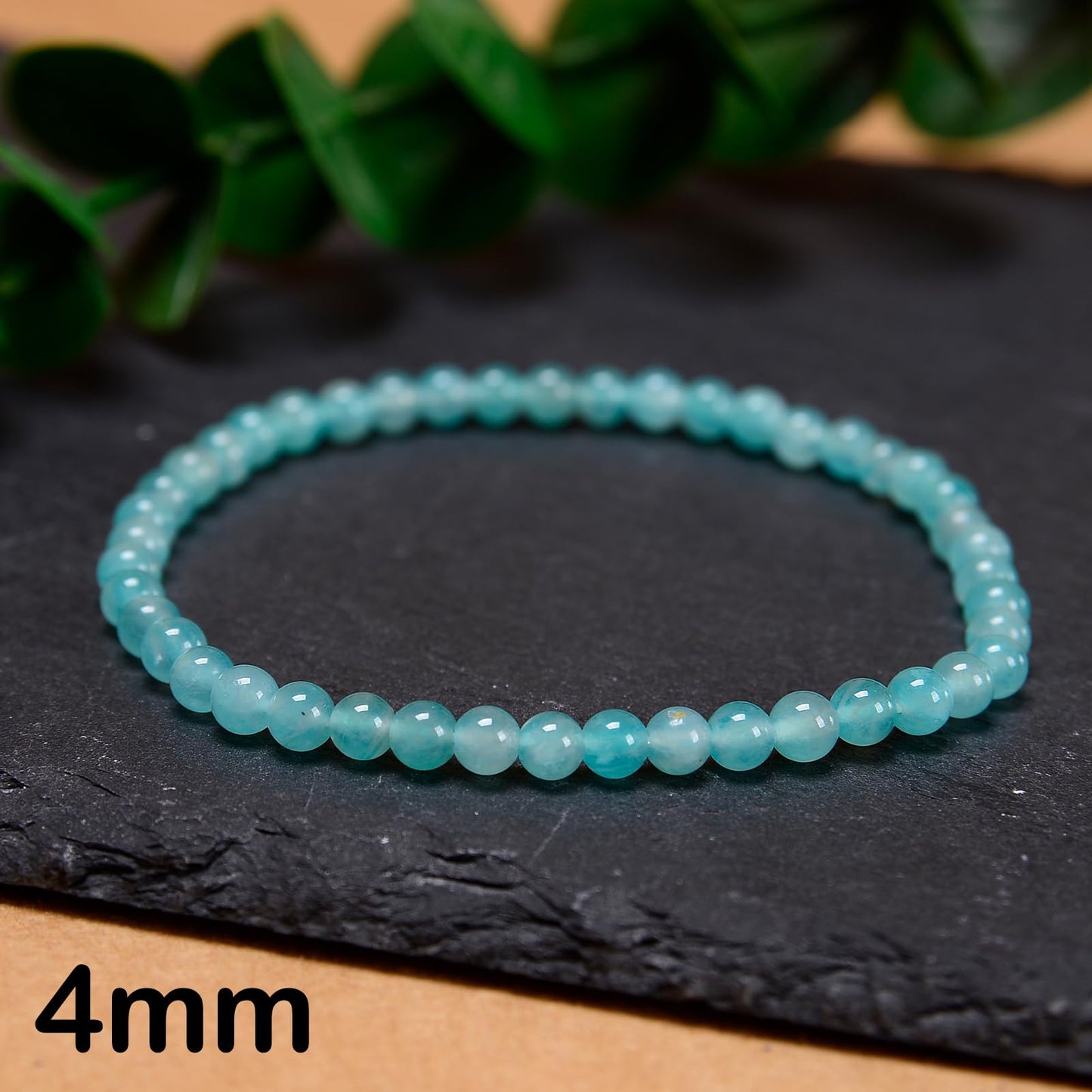 CHCCOYE 4mm Natural Healing Gemstone Bracelet Handmade Yoga Stretch Elastic Bracelet Stress Relief Crystal Jewelry for Men and Women (4mm Grade A Amazonite)